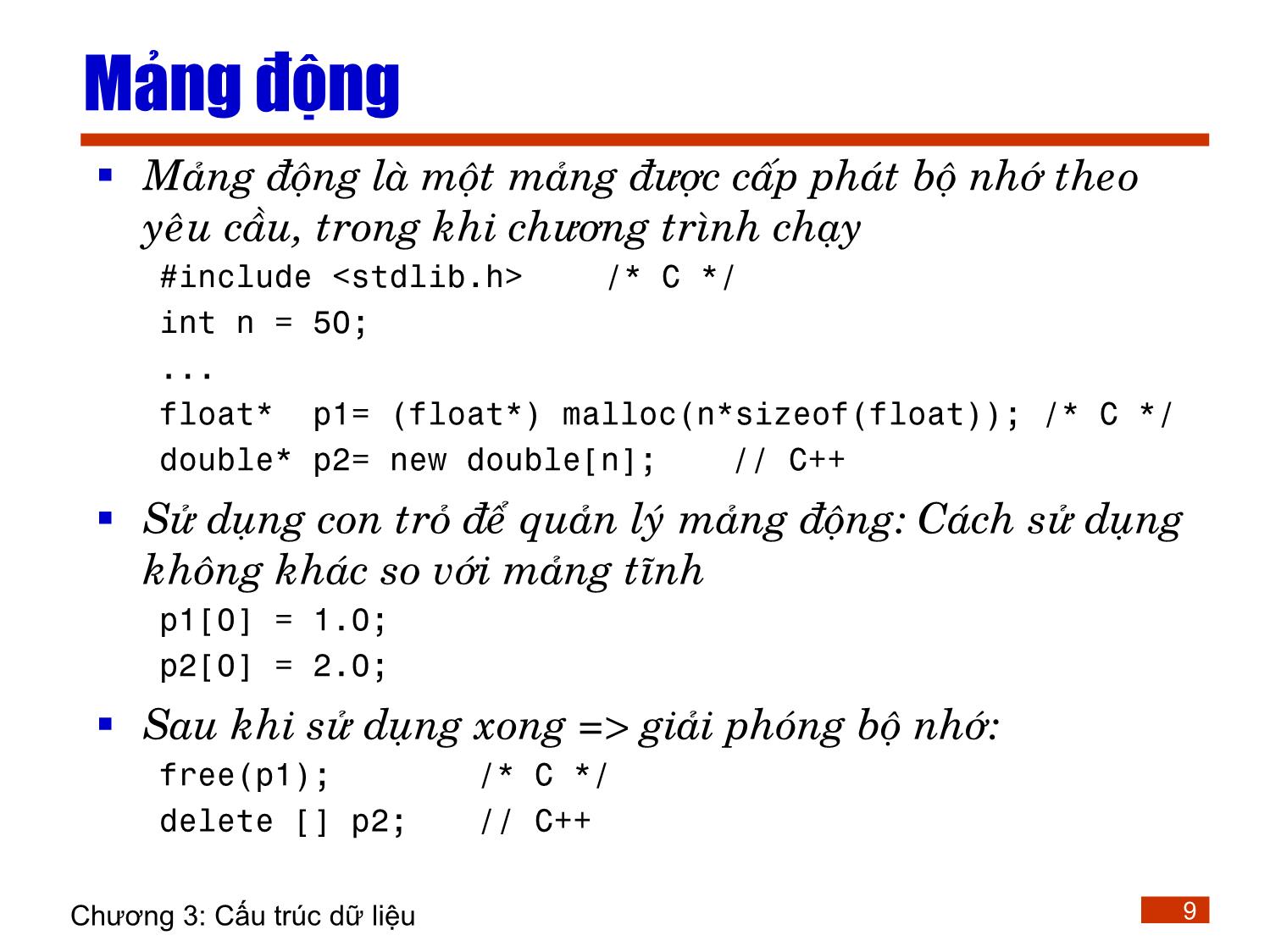 Bài giảng Lập trình - Chương 3: Cấu trúc dữ liệu trang 9