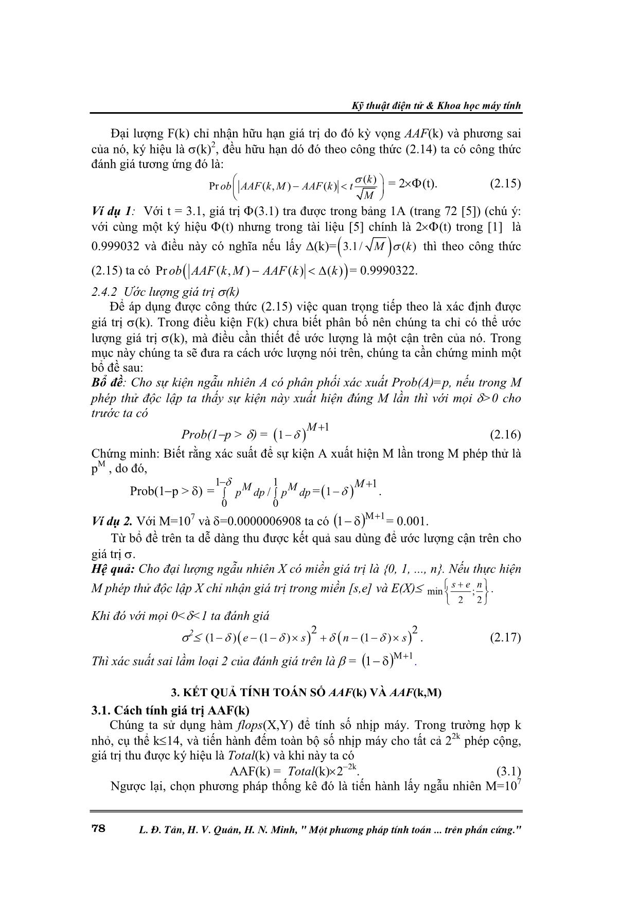 Một phương pháp tính toán tương quan giữa xung nhịp máy và phép cộng hai số nguyên khi thực hiện trên phần cứng trang 4
