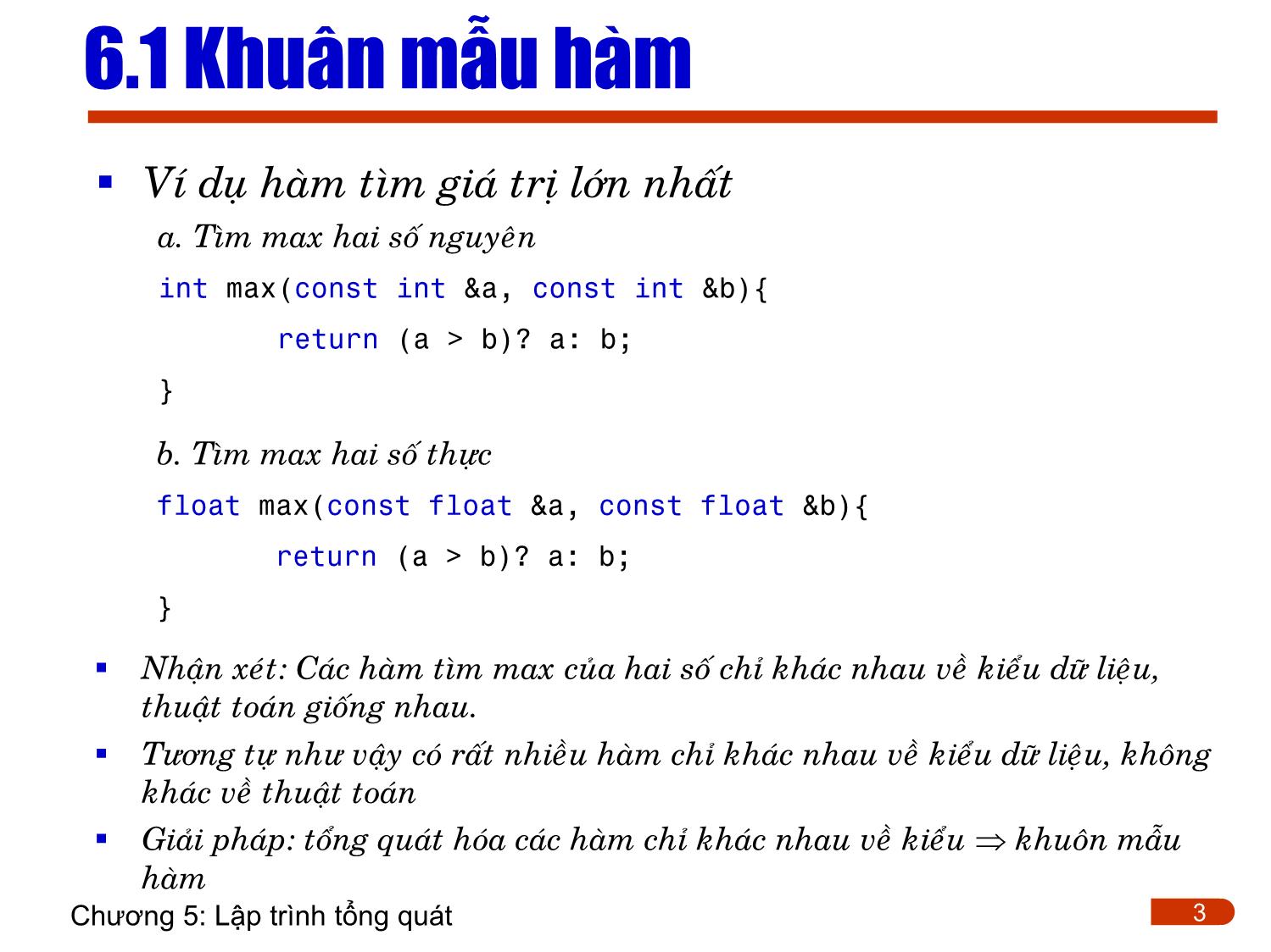 Bài giảng Lập trình - Chương 6: Lập trình tổng quát trang 3