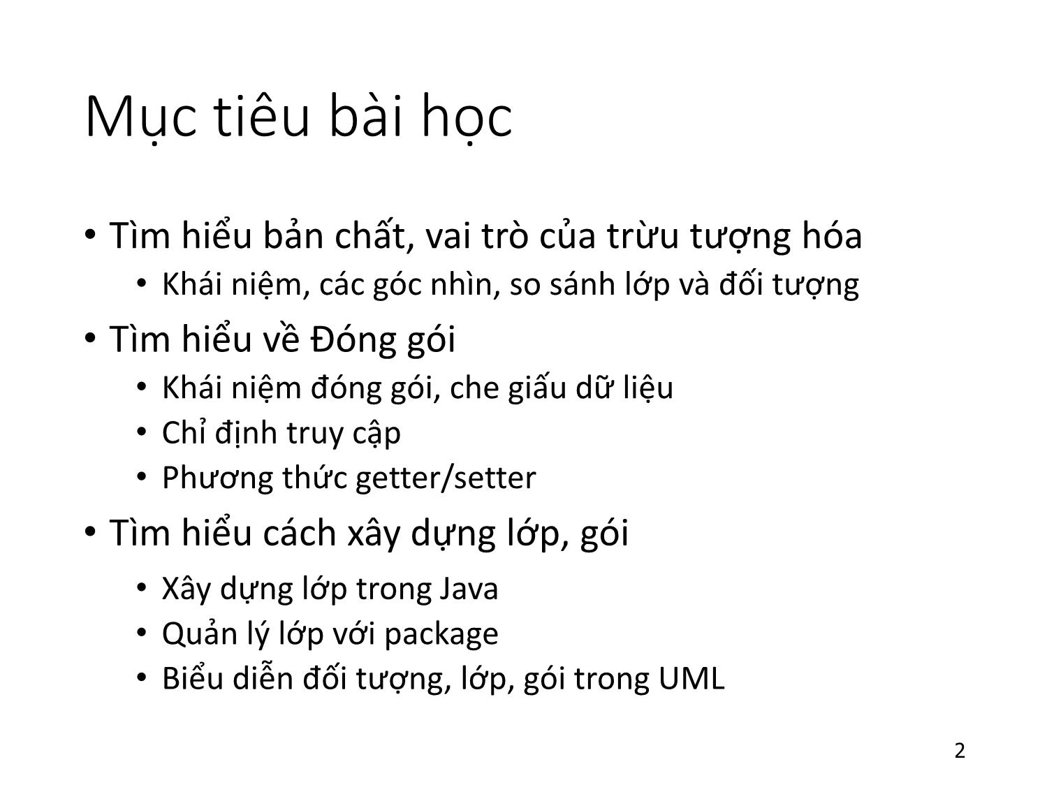 Bài giảng Lập trình hướng đối tượng - Bài 3: Trừu tượng hóa và đóng gói trang 2