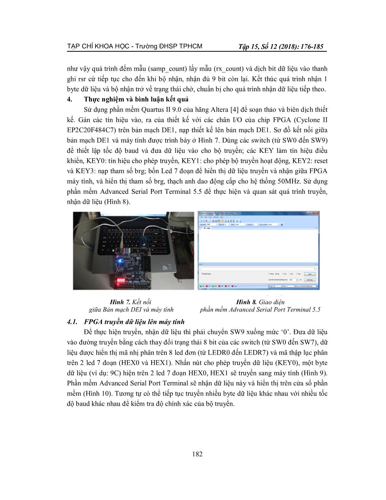 Ứng dụng công nghệ FPGA để thiết kế bộ truyền, nhận dữ liệu giao tiếp với máy tính trên thiết bị DE1 qua đường truyền UART trang 7