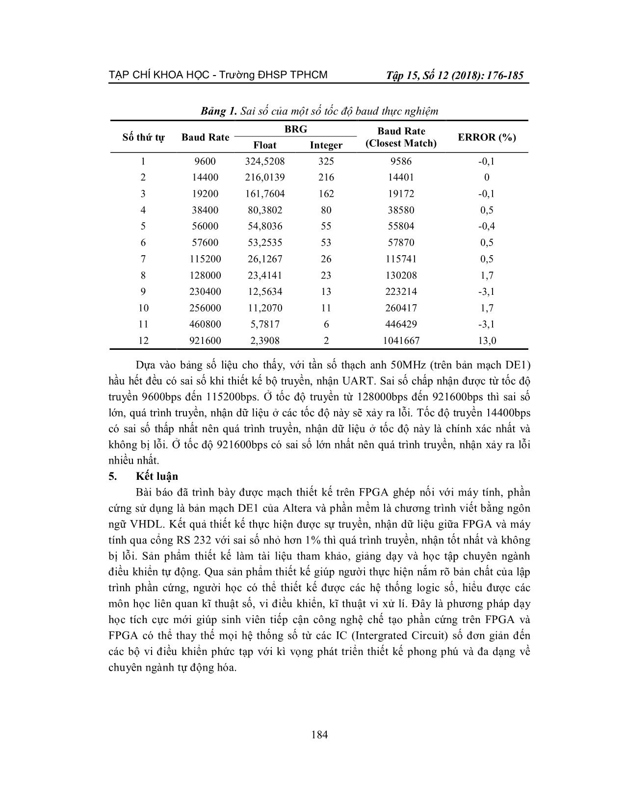 Ứng dụng công nghệ FPGA để thiết kế bộ truyền, nhận dữ liệu giao tiếp với máy tính trên thiết bị DE1 qua đường truyền UART trang 9