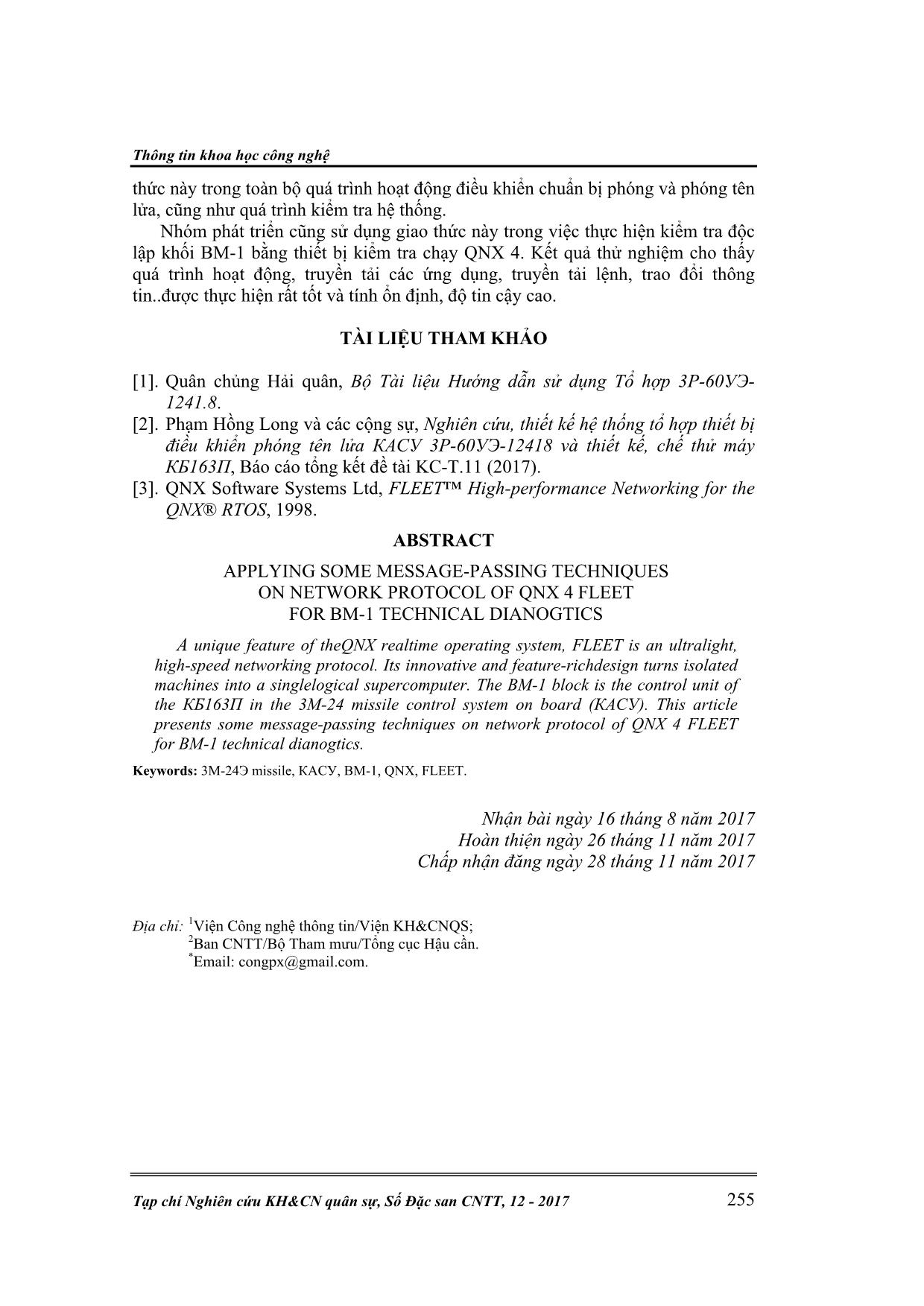 Ứng dụng kỹ thuật truyền thông điệp trên giao thức mạng FLEET đặc trưng của QNX 4 trong kiểm tra kỹ thuật khối máy tính MB-1 trang 7