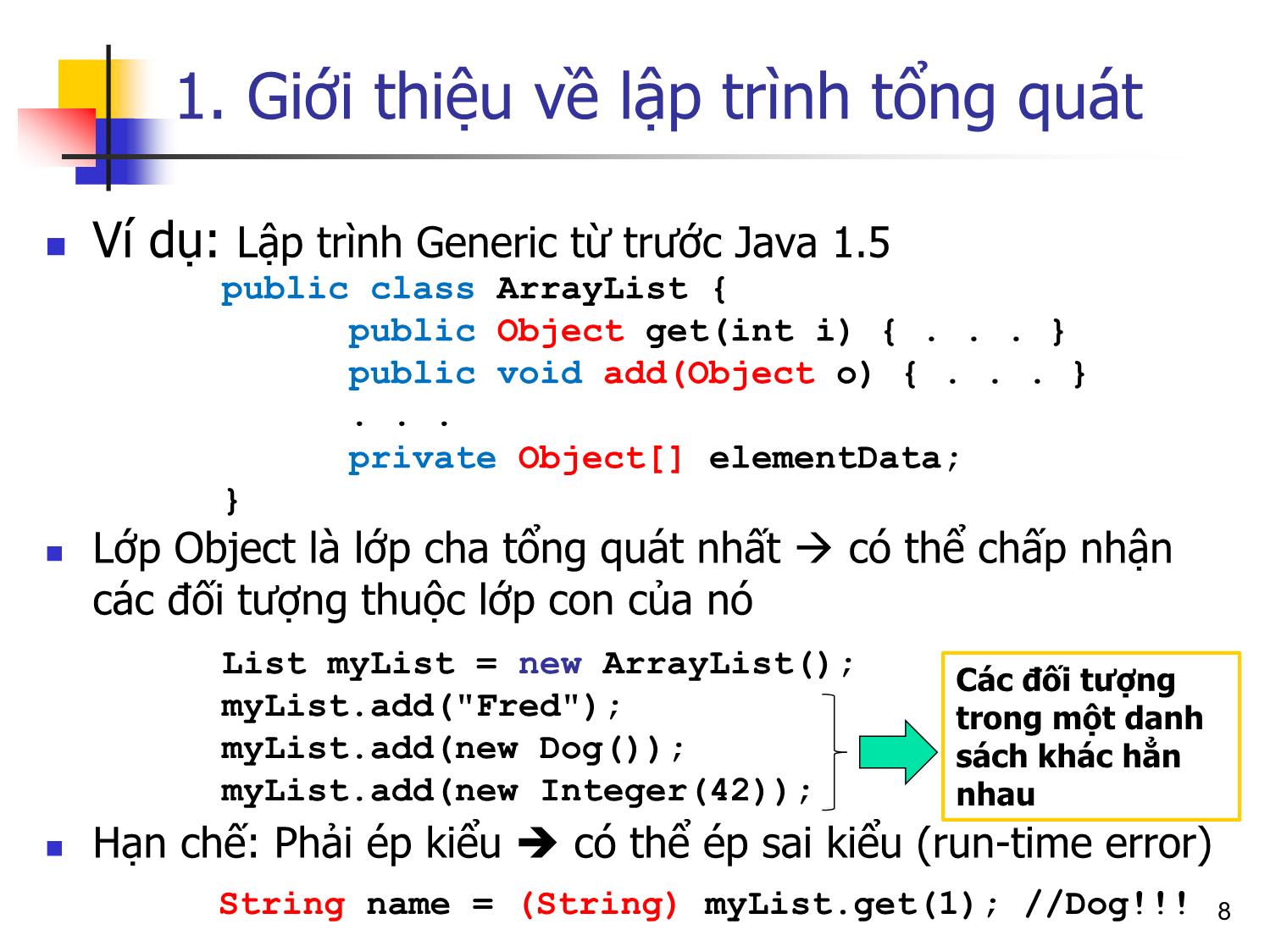 Bài giảng Lập trình hướng đối tượng - Bài 9: Lập trình tổng quát trang 8