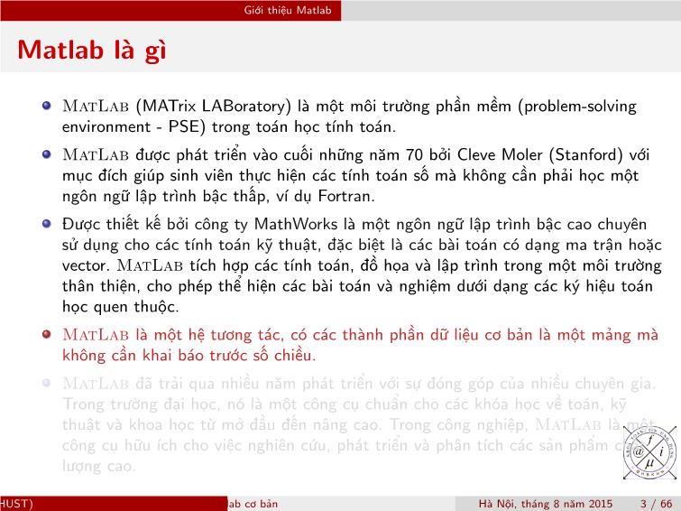 Bài giảng Matlab - Chương 1: Matlab cơ bản trang 6