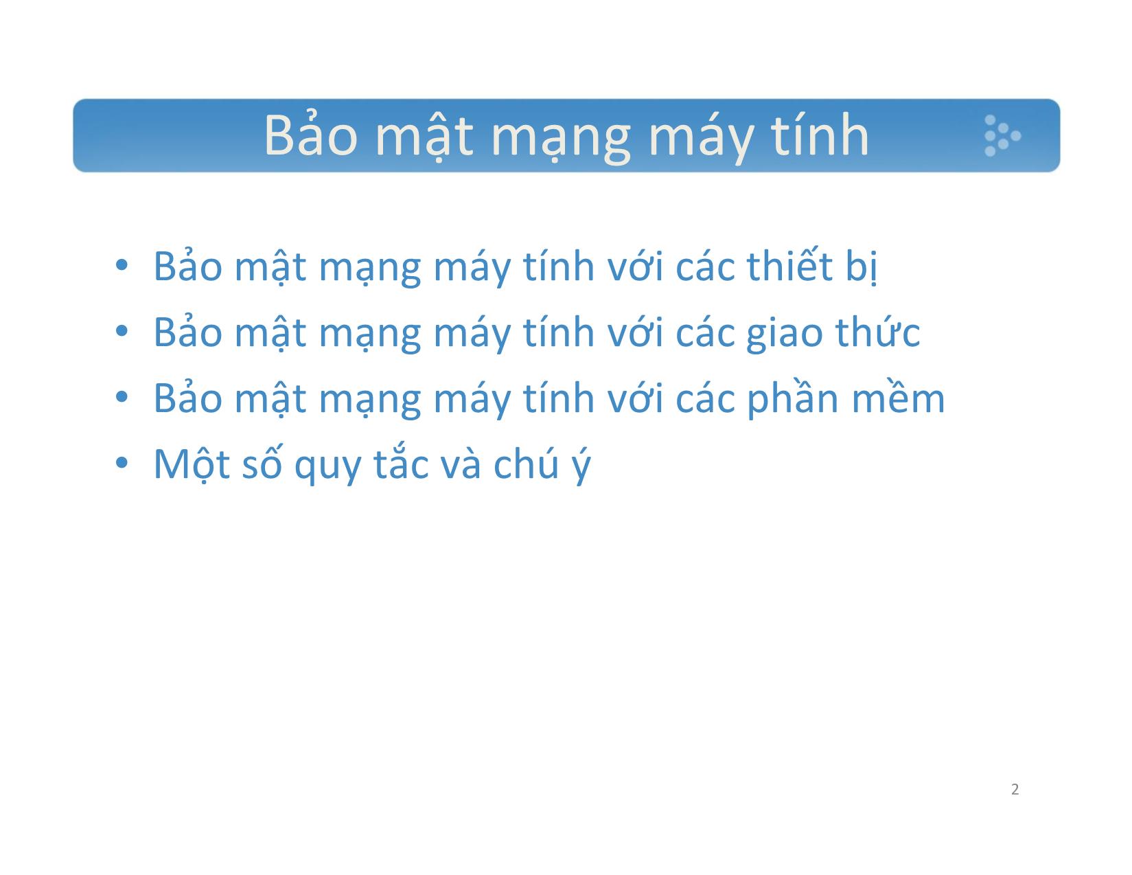 Bài giảng Bảo mật mạng máy tính trang 2