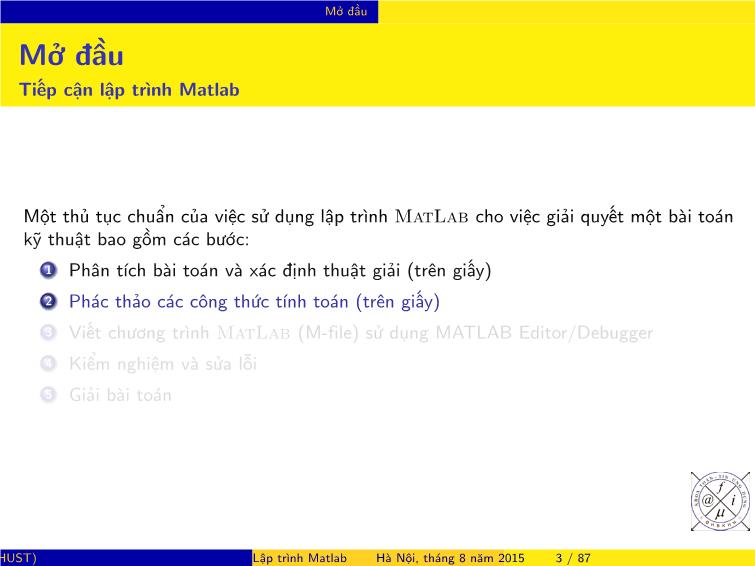 Bài giảng Matlab - Chương 3: Lập trình Matlab trang 4