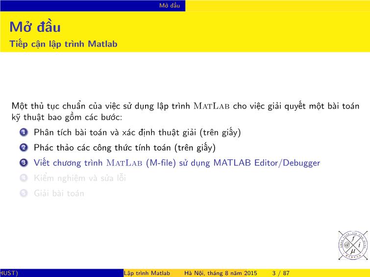 Bài giảng Matlab - Chương 3: Lập trình Matlab trang 5