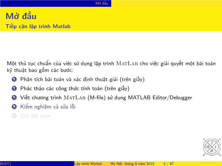 Bài giảng Matlab - Chương 3: Lập trình Matlab trang 6