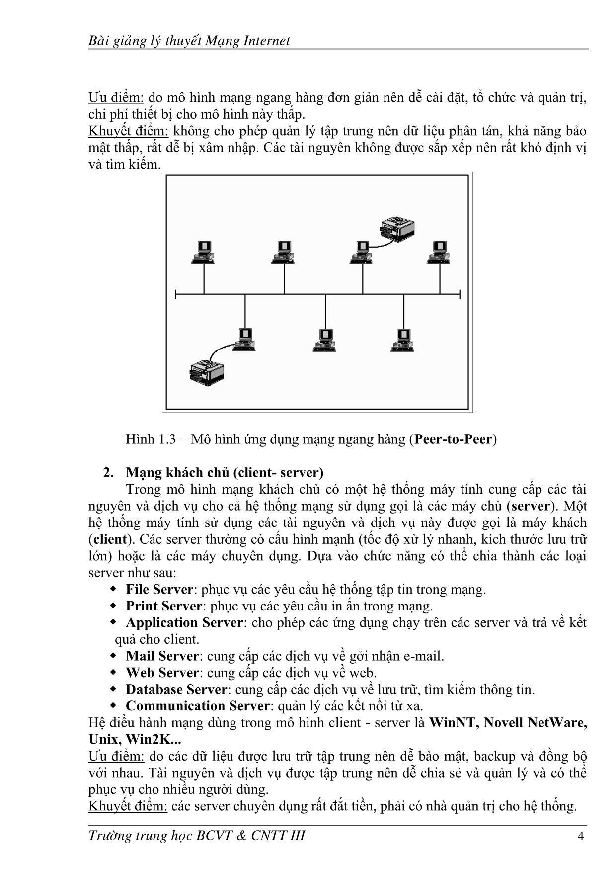 Bài giảng Lý thuyết mạng Internet trang 4