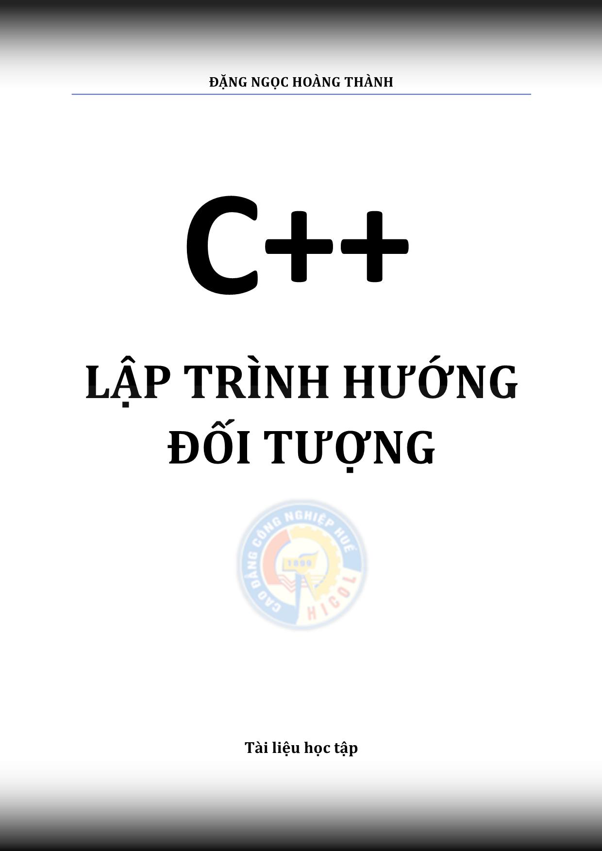 Giáo trình Lập trình hướng đối tượng C++ (Phần 1) trang 1