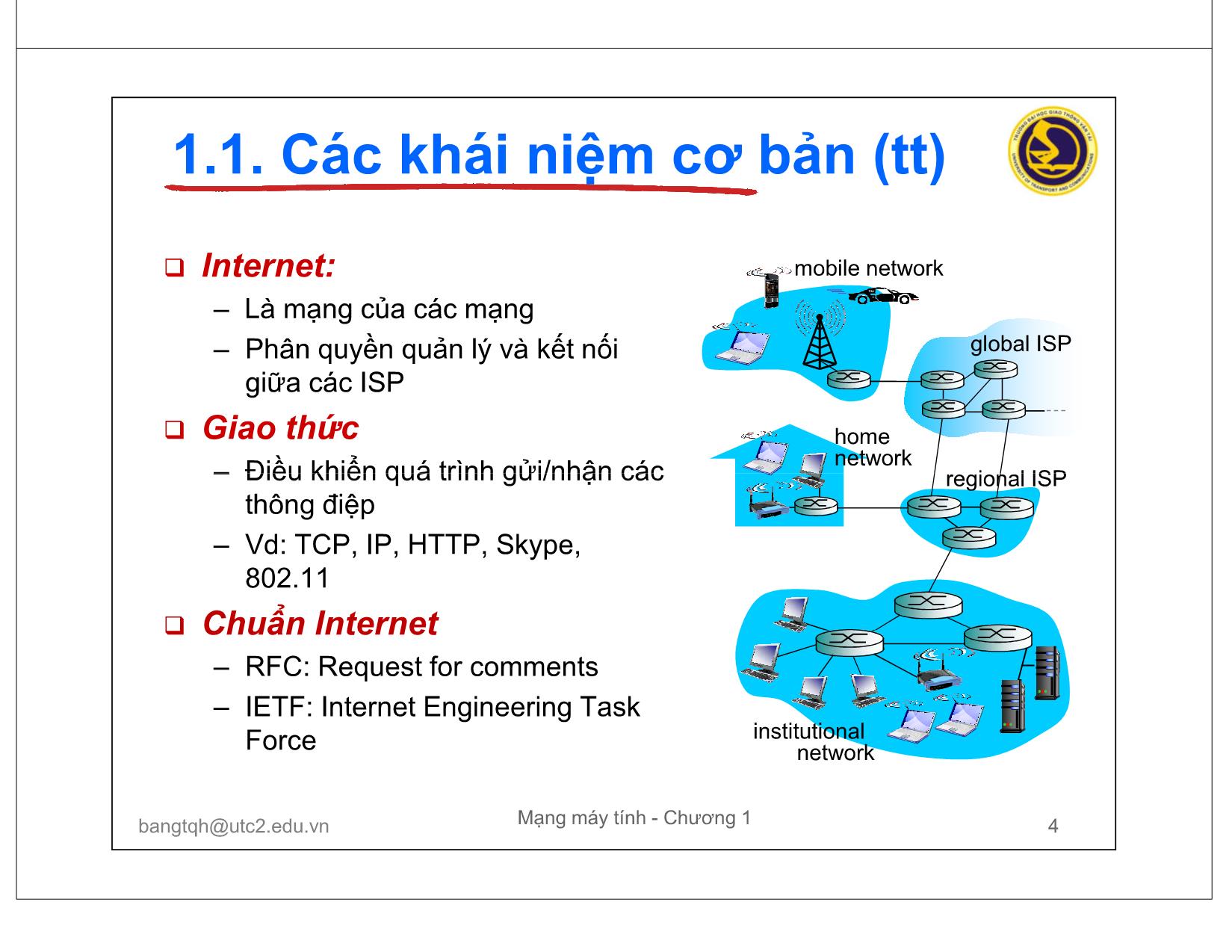 Bài giảng Mạng máy tính - Chương 1: Tổng quan mạng máy tính trang 4