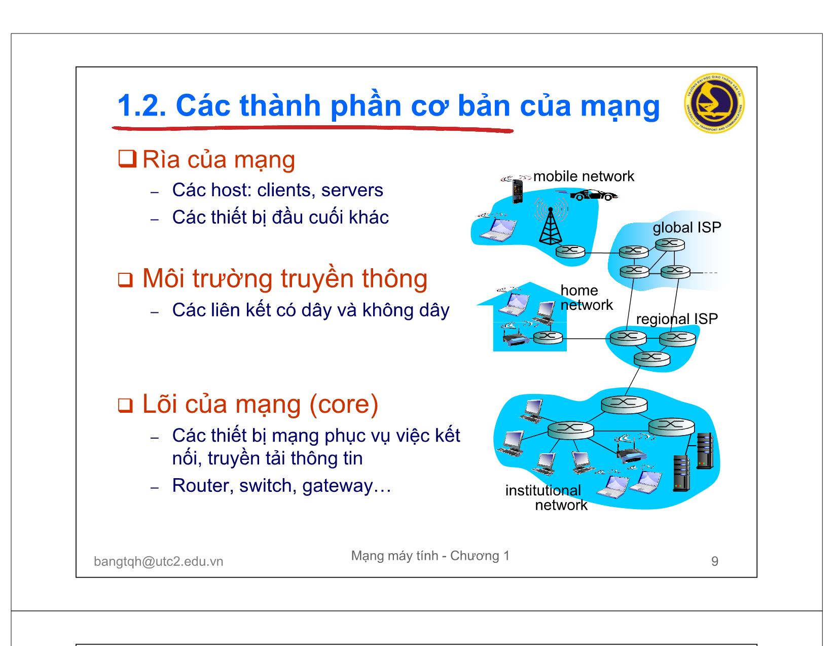 Bài giảng Mạng máy tính - Chương 1: Tổng quan mạng máy tính trang 9