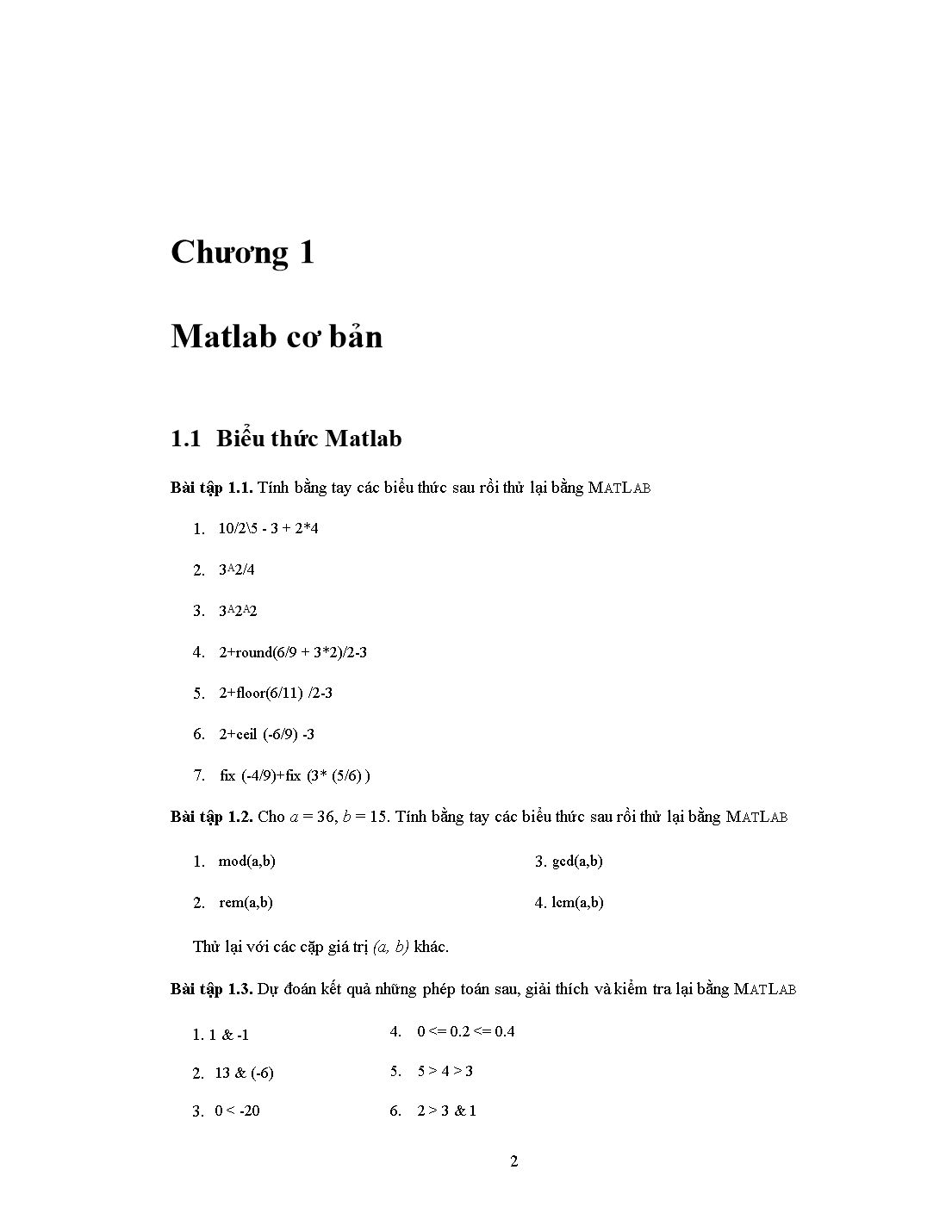 Giáo trình Matlab - Chương 1: Matlab cơ bản trang 1