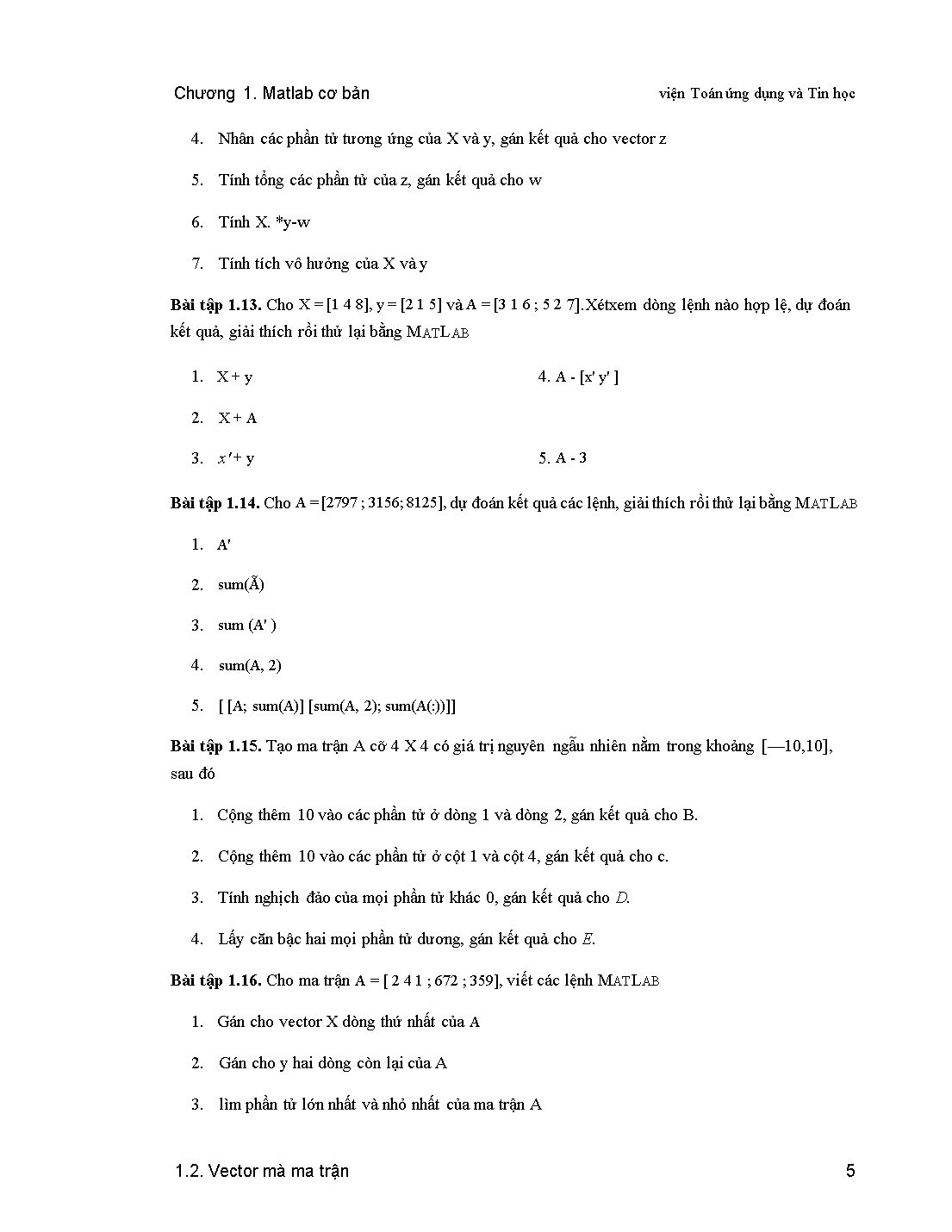 Giáo trình Matlab - Chương 1: Matlab cơ bản trang 4