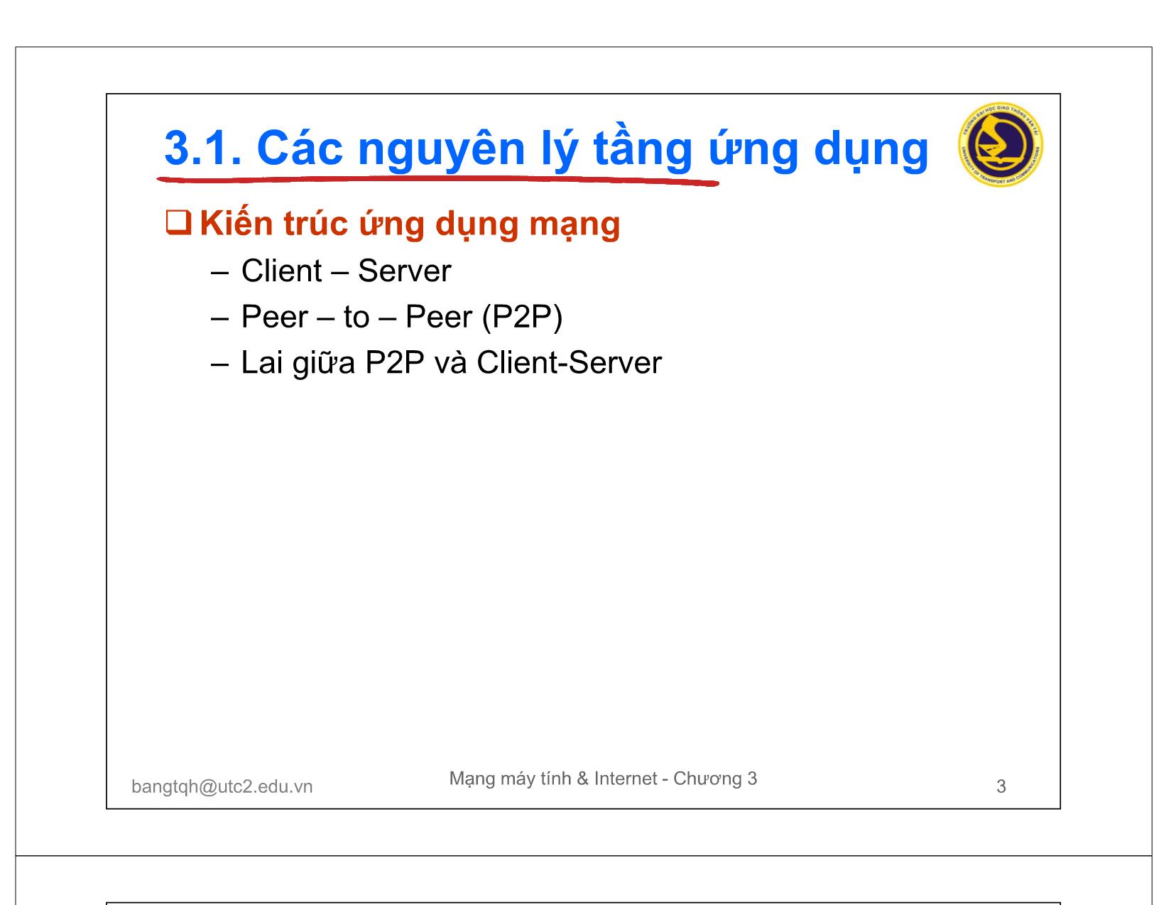 Bài giảng Mạng máy tính và Internet - Chương 3: Các giao thức tầng ứng dụng trang 3