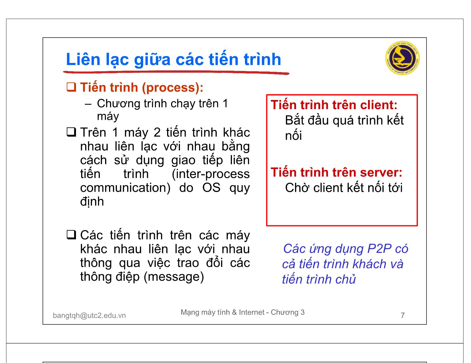 Bài giảng Mạng máy tính và Internet - Chương 3: Các giao thức tầng ứng dụng trang 7