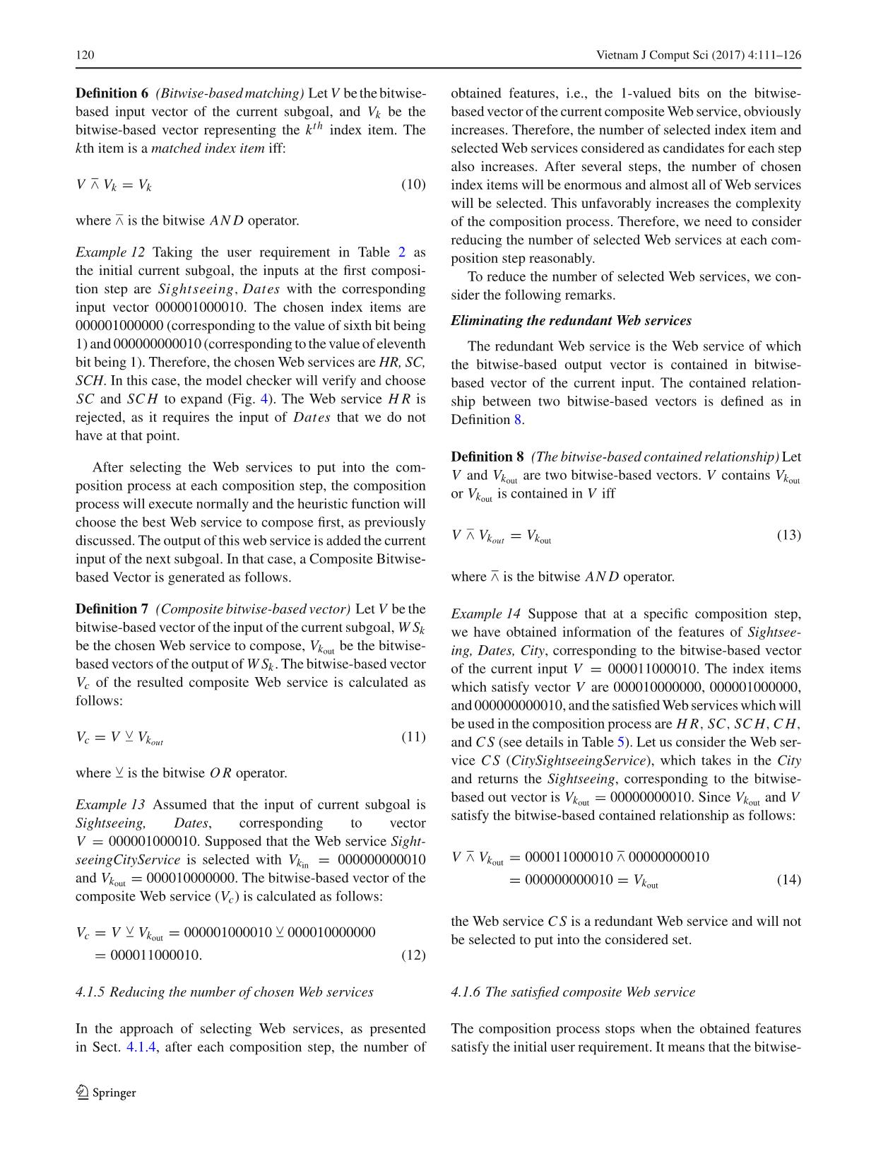 A bitwise - Based indexing and heuristic-driven on - the - fly approach for Web service composition and verification trang 10