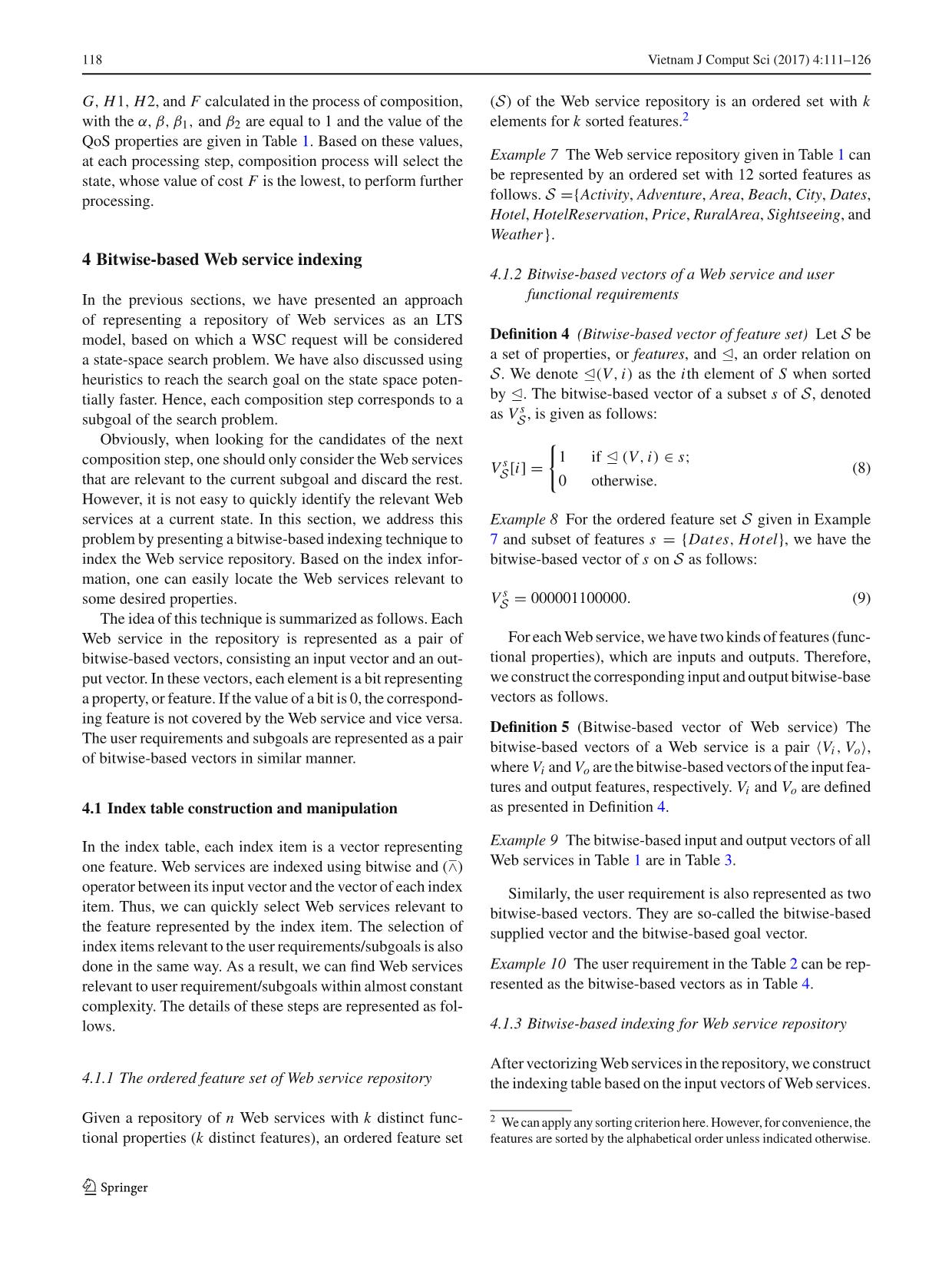 A bitwise - Based indexing and heuristic-driven on - the - fly approach for Web service composition and verification trang 8