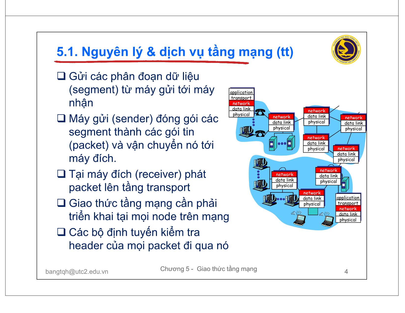 Bài giảng Mạng máy tính và Internet - Chương 5: Giao thức tầng network trang 4