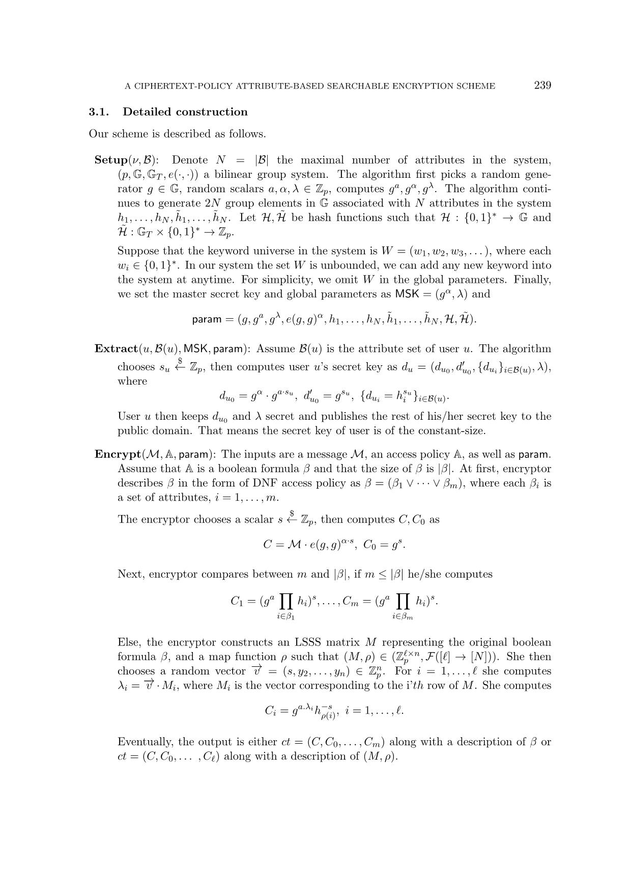 A ciphertext - Policy attribute-based searchable encryption scheme in non - interactive model trang 7