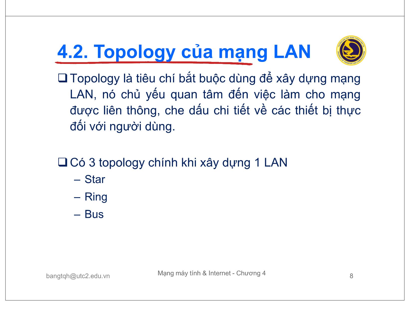 Bài giảng Mạng máy tính và Internet - Chương 4: Công nghệ mạng LAN trang 8