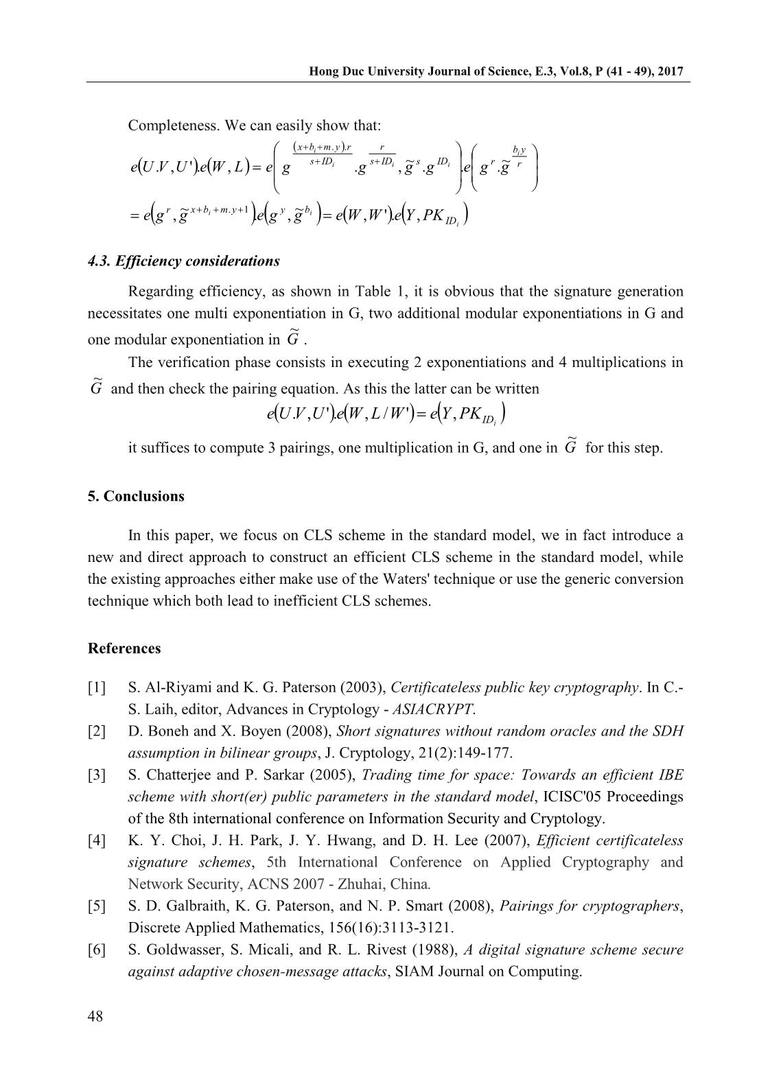 A certificateless signature scheme without random oracles trang 8