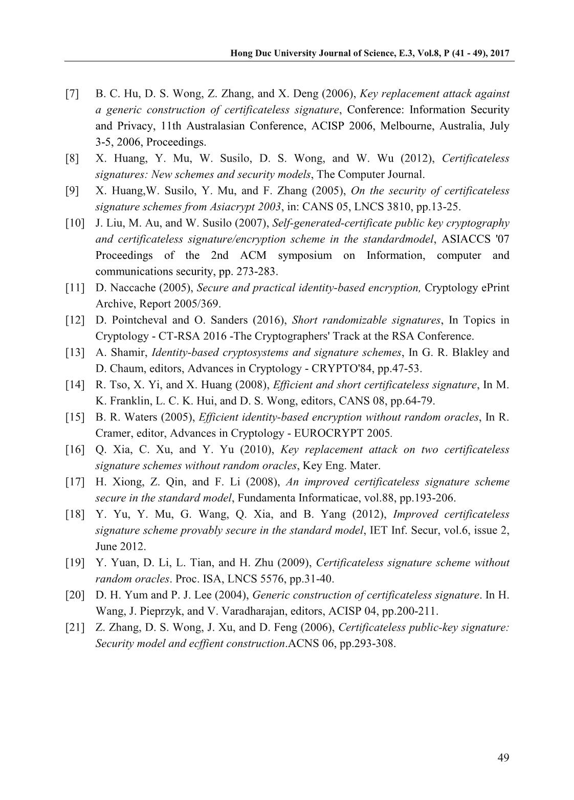 A certificateless signature scheme without random oracles trang 9