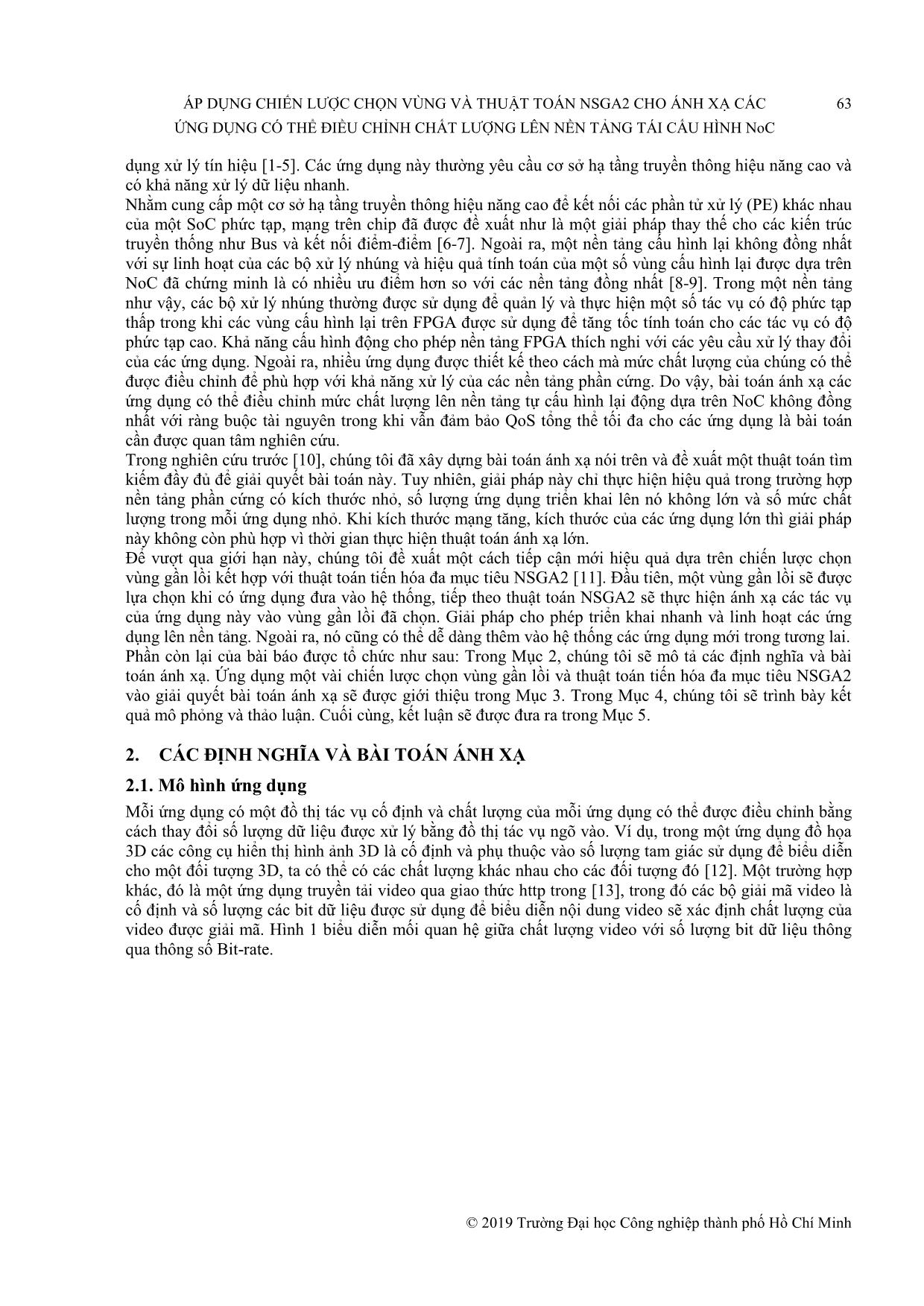 Áp dụng chiến lược chọn vùng và thuật toán NSGA2 cho ánh xạ các ứng dụng có thể điều chỉnh chất lượng lên nền tảng tái cấu hình NoC trang 2
