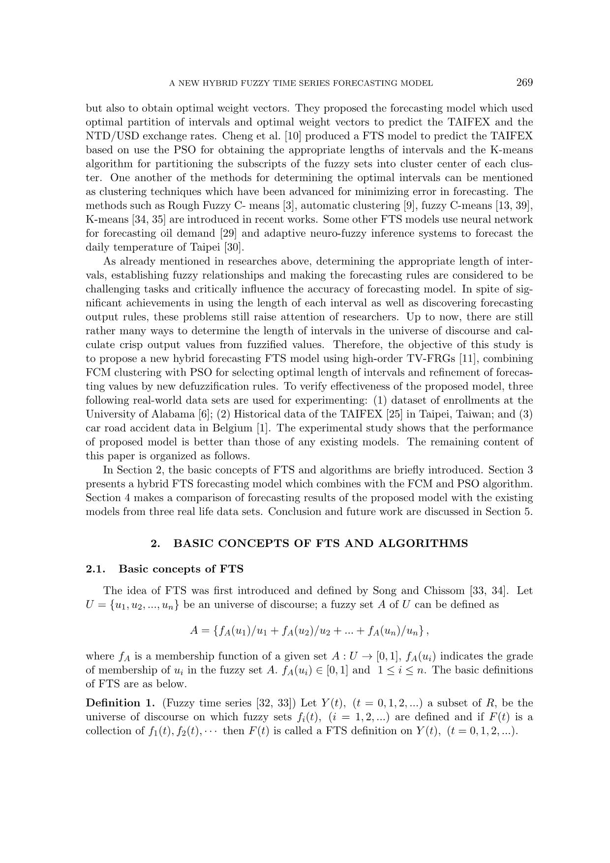 A new hybrid fuzzy time series forecasting model based on combing fuzzy C-Means clustering and particle swam optimization trang 3