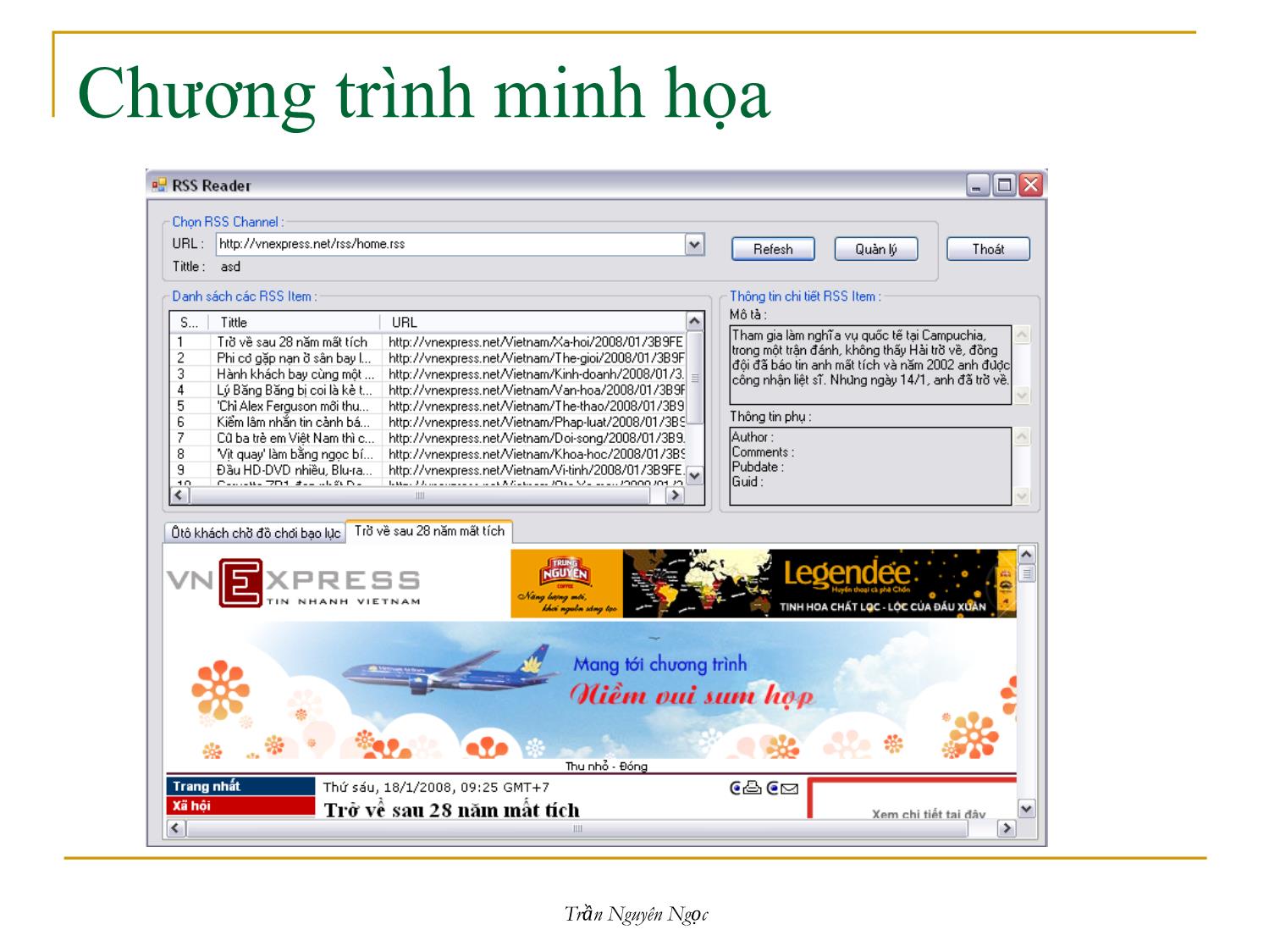 Bài giảng Công nghệ XML và WEB ngữ nghĩa - Bài 4: Ứng dụng đọc tin nhanh sử dụng RSS - Trần Nguyên Ngọc trang 6