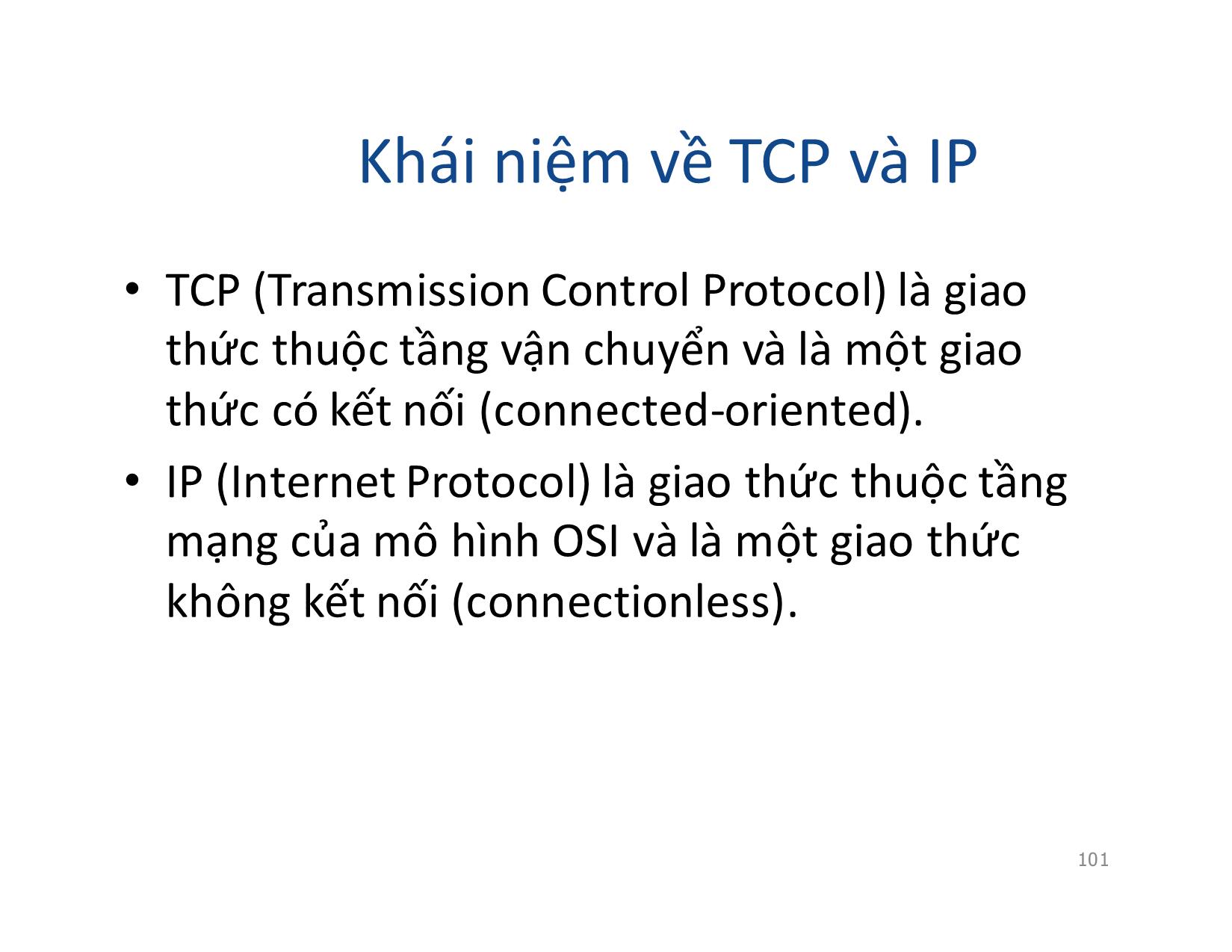 Bài giảng Mạng máy tính - Chương 5: TCP/IP - Vũ Quốc Oai trang 2