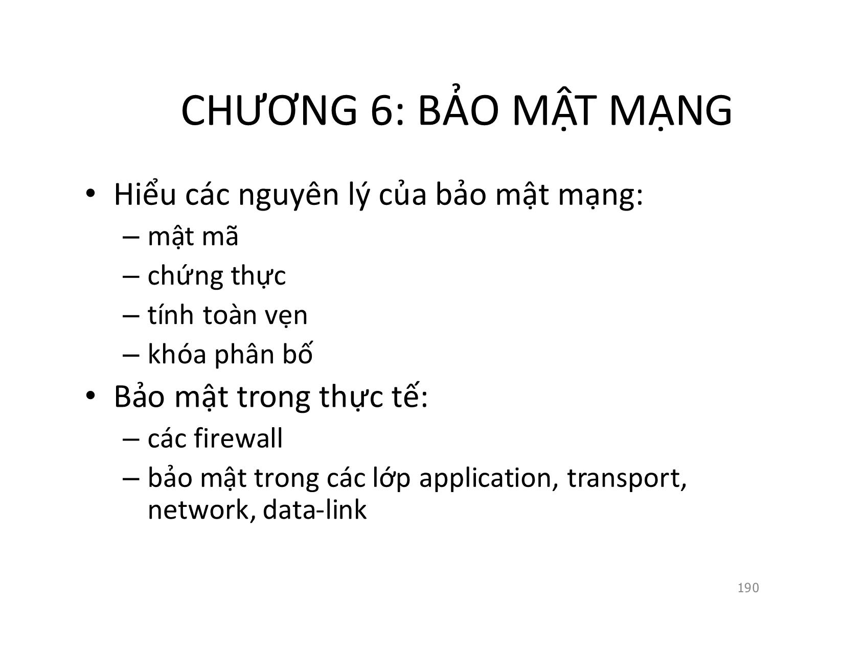 Bài giảng Mạng máy tính - Chương 6: Bảo mật mạng - Vũ Quốc Oai trang 1