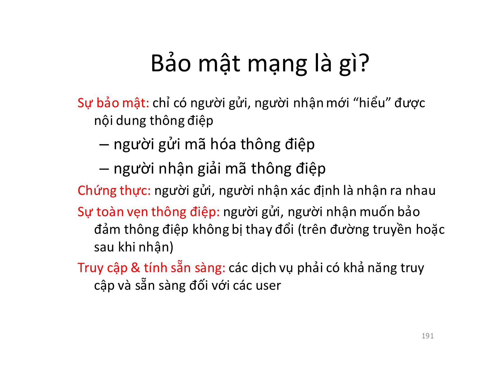 Bài giảng Mạng máy tính - Chương 6: Bảo mật mạng - Vũ Quốc Oai trang 2