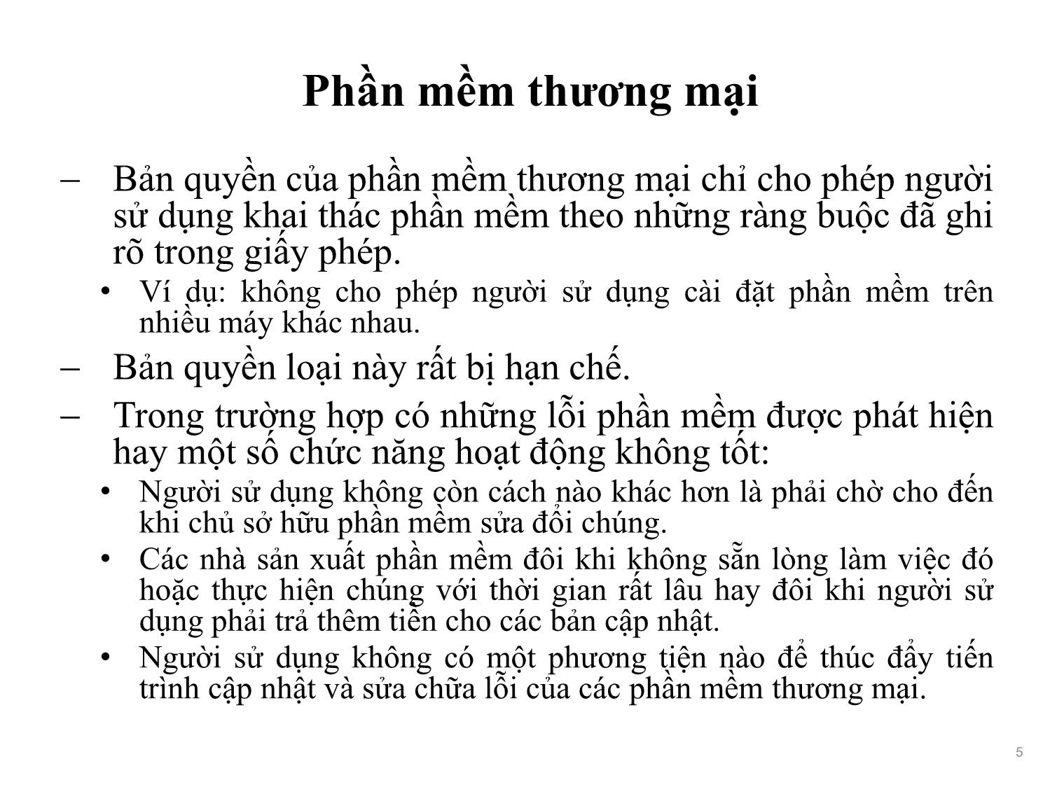 Bài giảng Phát triển phần mềm nguồn mở - Bài 2: Phần mềm nguồn mở - Nguyễn Hữu Thể trang 5