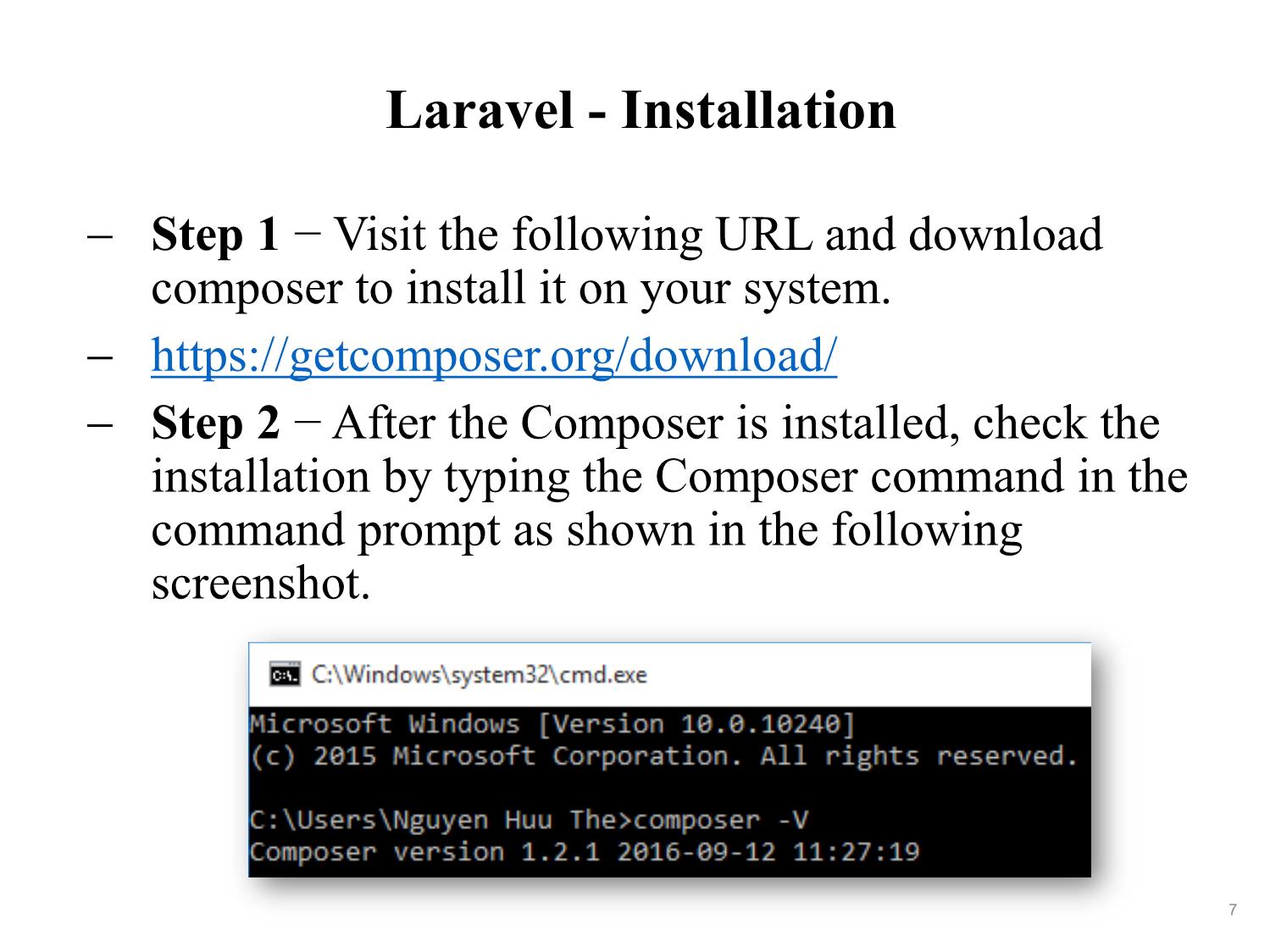 Bài giảng Phát triển phần mềm nguồn mở - Bài 6: Laravel - Nguyễn Hữu Thể trang 7