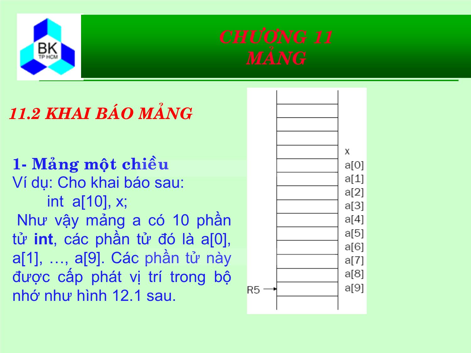 Bài giảng Hệ thống máy tính và ngôn ngữ C - Chương 11: Mảng trang 5