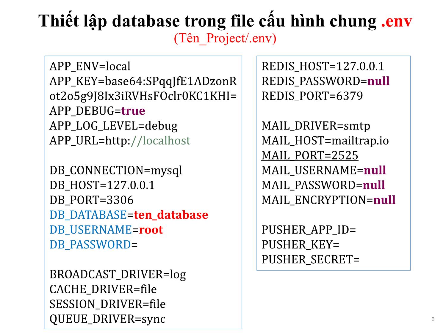 Bài giảng Phát triển phần mềm nguồn mở - Bài 10: Database, Migrations and Seeding - Nguyễn Hữu Thể trang 6