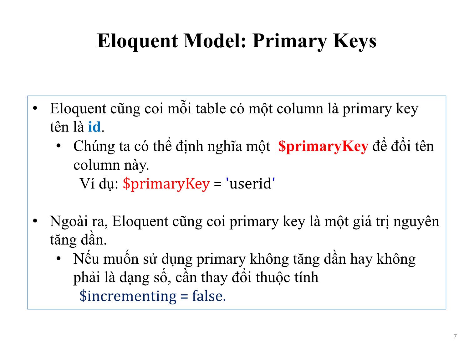 Bài giảng Phát triển phần mềm nguồn mở - Bài 12: Eloquent ORM - Nguyễn Hữu Thể trang 7