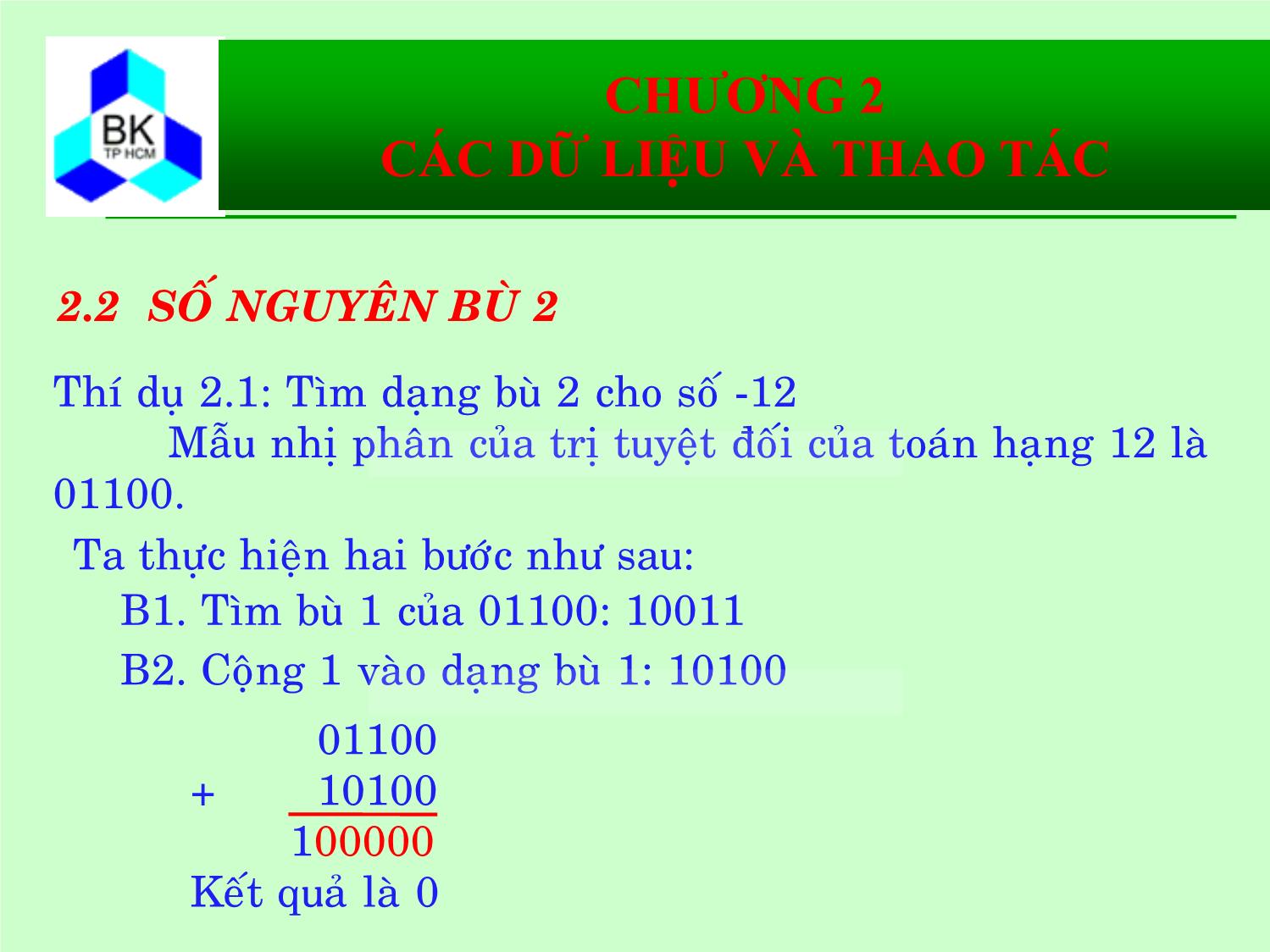 Bài giảng Hệ thống máy tính và ngôn ngữ C - Chương 2: Các kiểu dữ liệu và thao tác trang 6