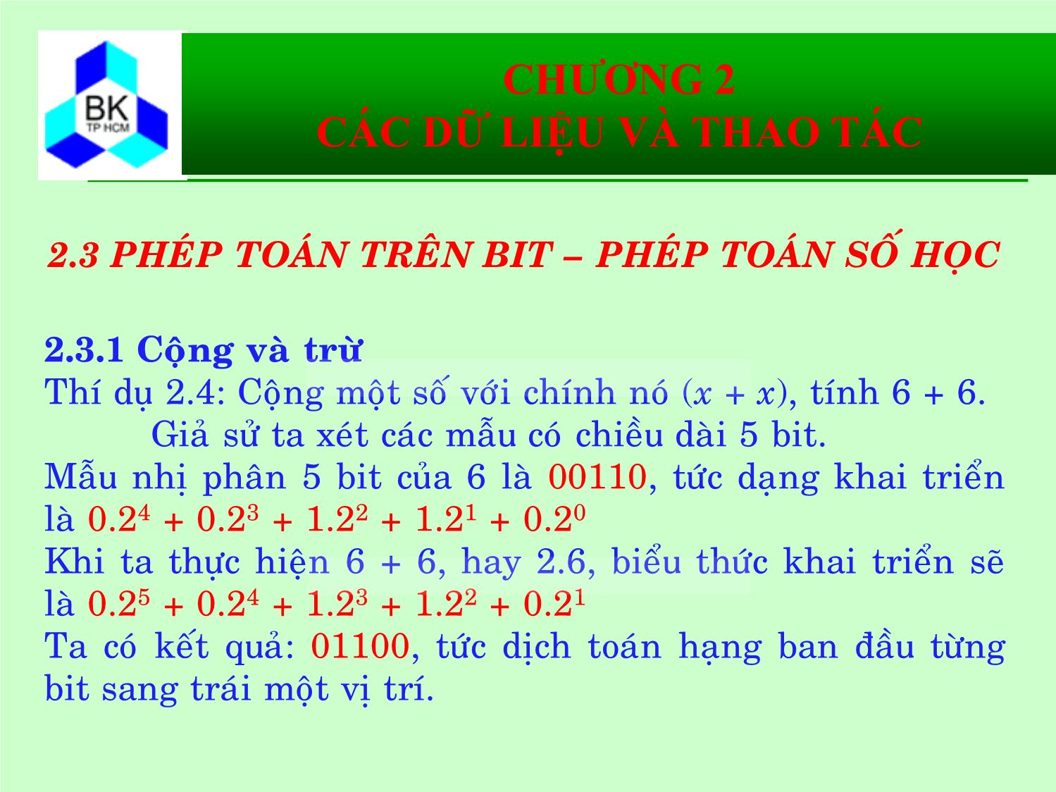 Bài giảng Hệ thống máy tính và ngôn ngữ C - Chương 2: Các kiểu dữ liệu và thao tác trang 9