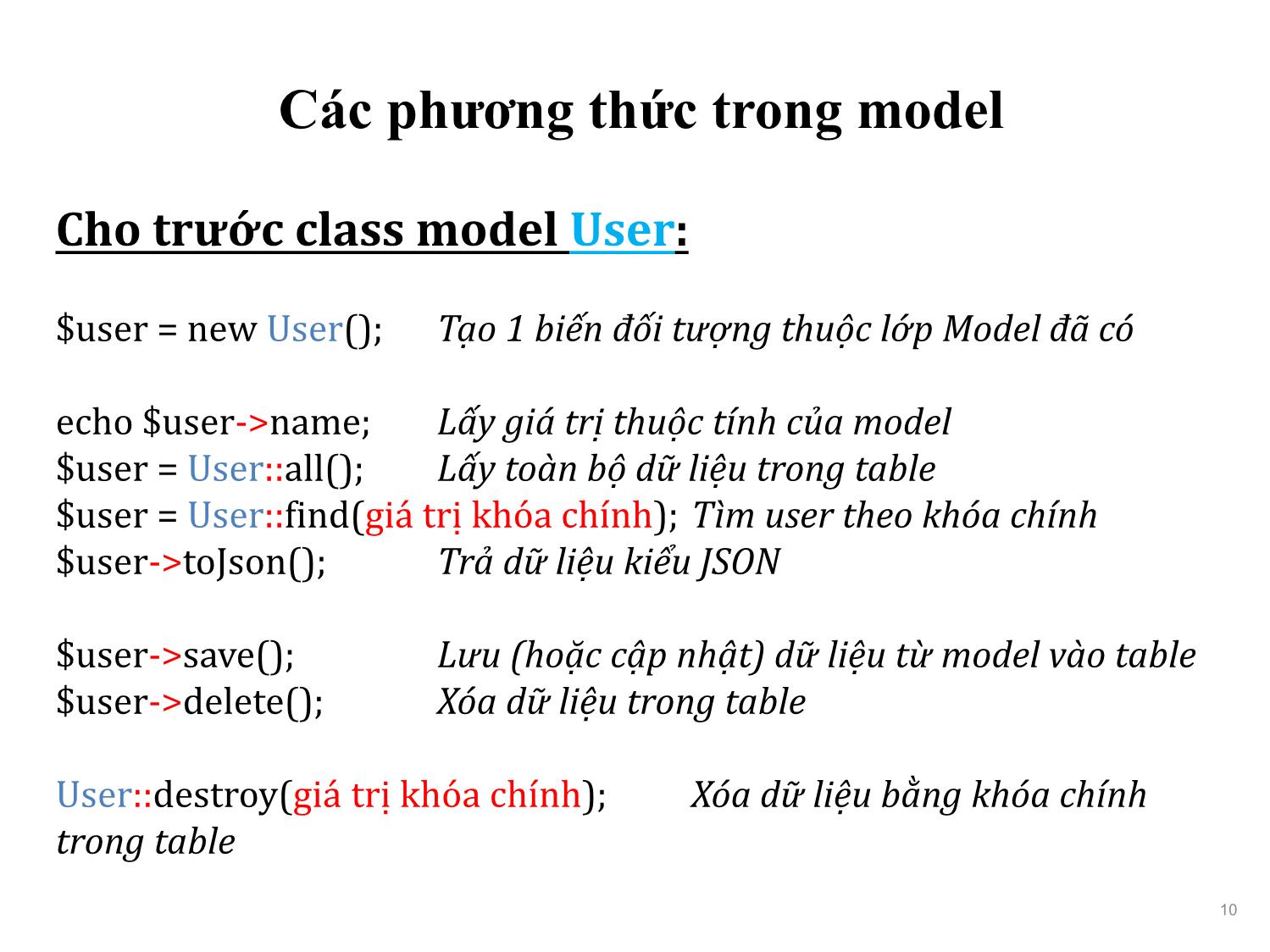 Bài giảng Phát triển phần mềm nguồn mở - Bài 13: Eloquent ORM (Tiếp theo) - Nguyễn Hữu Thể trang 10