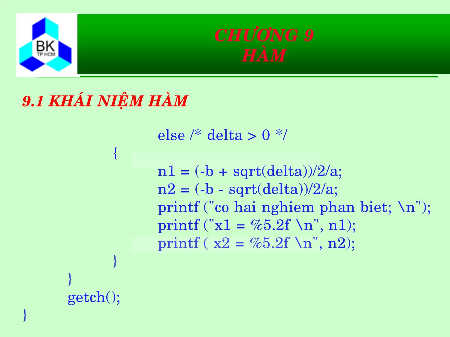 Bài giảng Hệ thống máy tính và ngôn ngữ C - Chương 9: Hàm trang 10