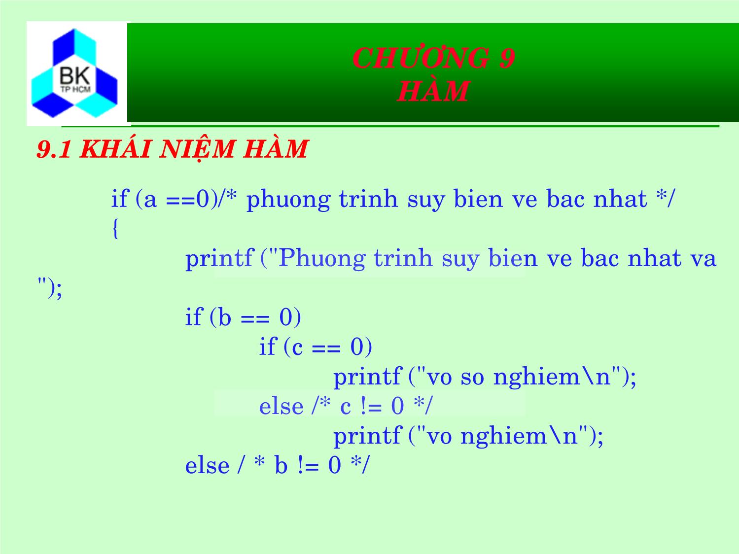 Bài giảng Hệ thống máy tính và ngôn ngữ C - Chương 9: Hàm trang 7