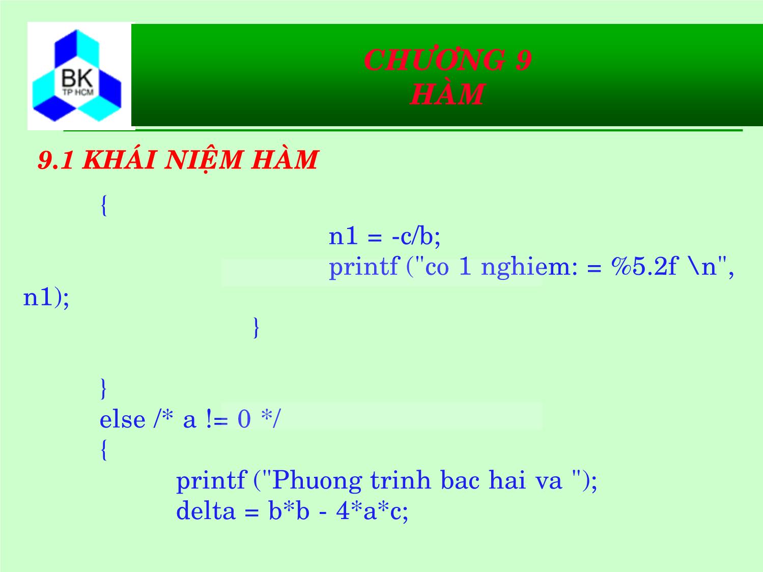 Bài giảng Hệ thống máy tính và ngôn ngữ C - Chương 9: Hàm trang 8