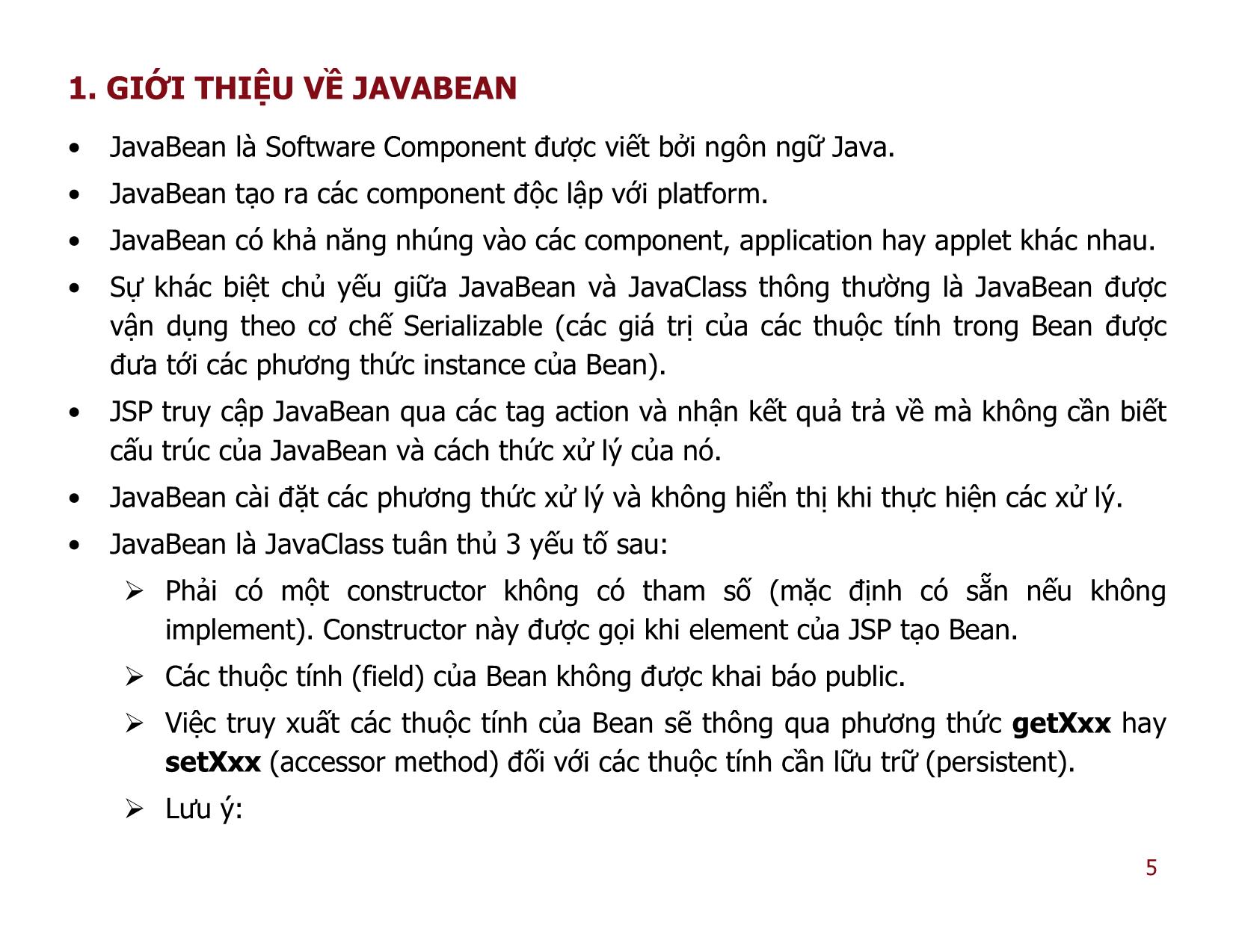 Giáo trình Sử dụng Javabean và Java Mail trong JSP trang 5