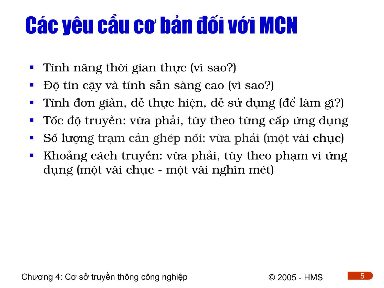 Bài giảng Hệ thống thông tin công nghiệp - Chương 4: Cơ sở truyền thông công nghiệp (Phần 1) trang 5