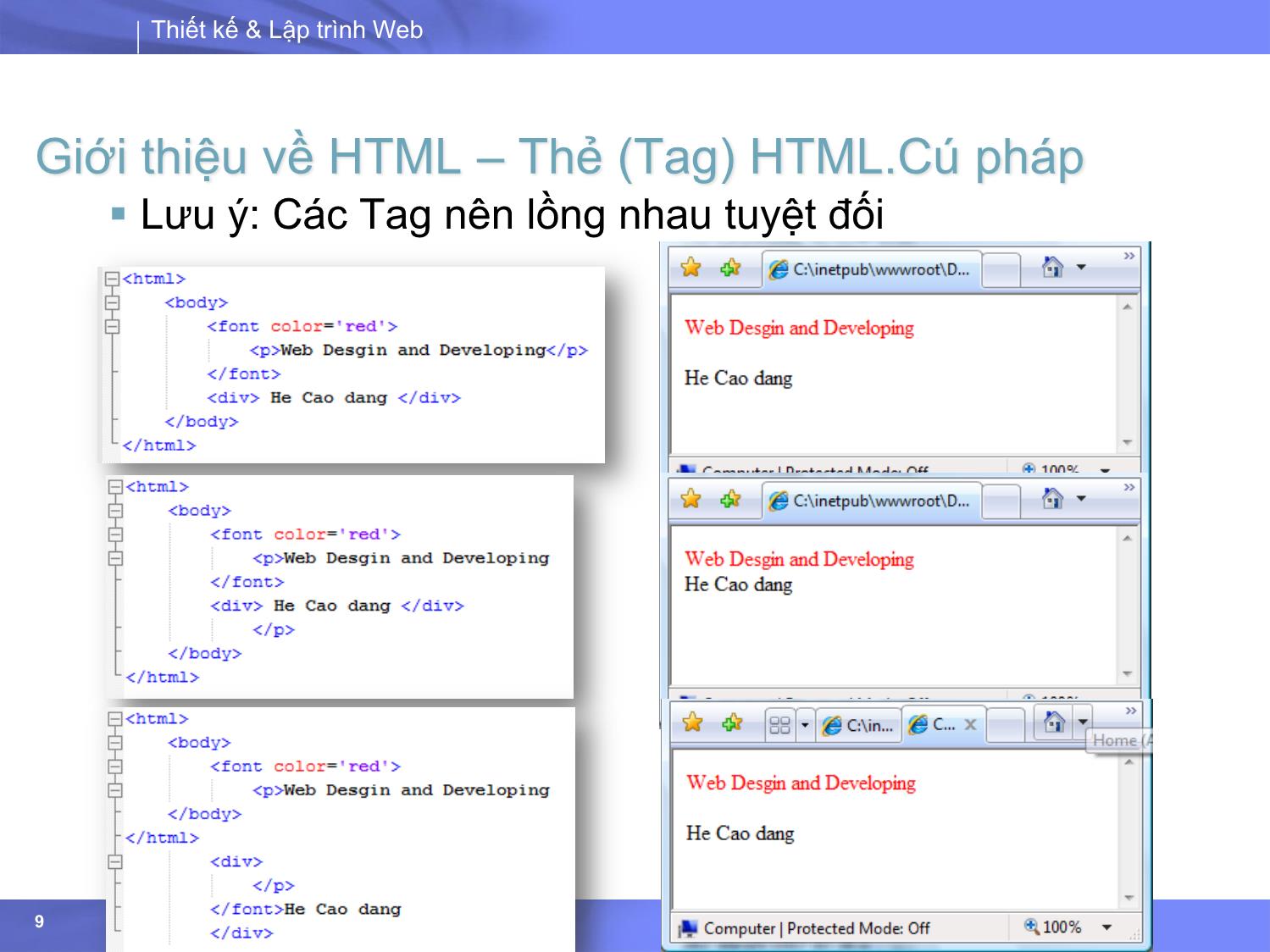 Bài giảng Thiết kế và lập trình Web - Bài 2: HTML căn bản trang 9