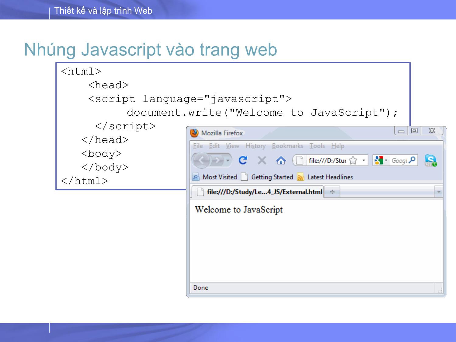 Bài giảng Thiết kế và lập trình Web - Bài 4: JS (JavaScript) trang 9