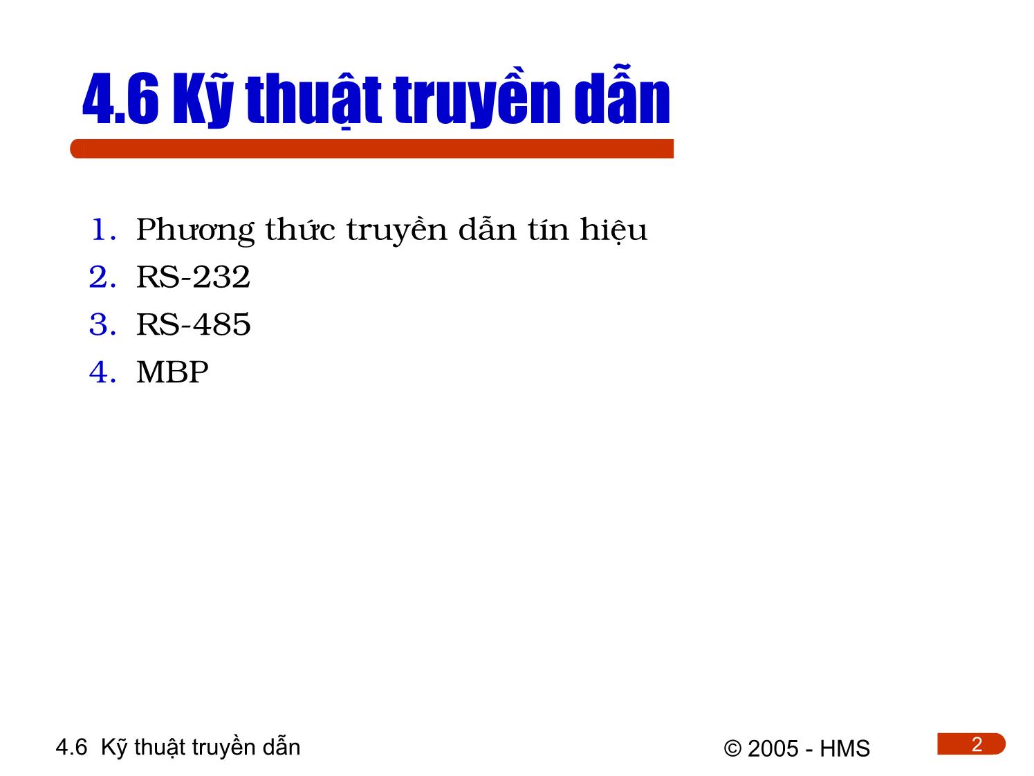 Bài giảng Hệ thống thông tin công nghiệp - Chương 4: Cơ sở truyền thông công nghiệp (Phần 5) trang 2